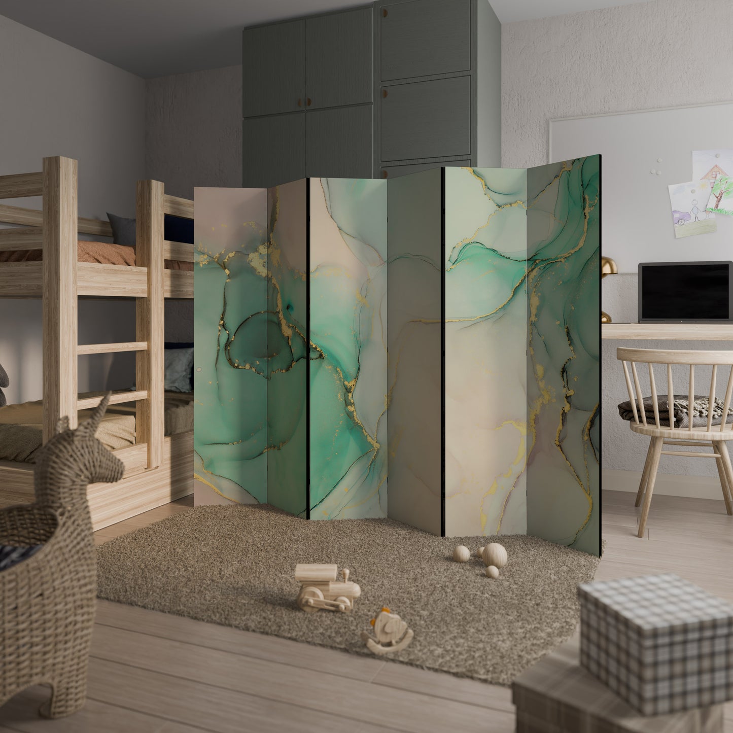 Divisorio decorativo per ambienti a 6 pannelli MARBLEIZED MYSTIQUE