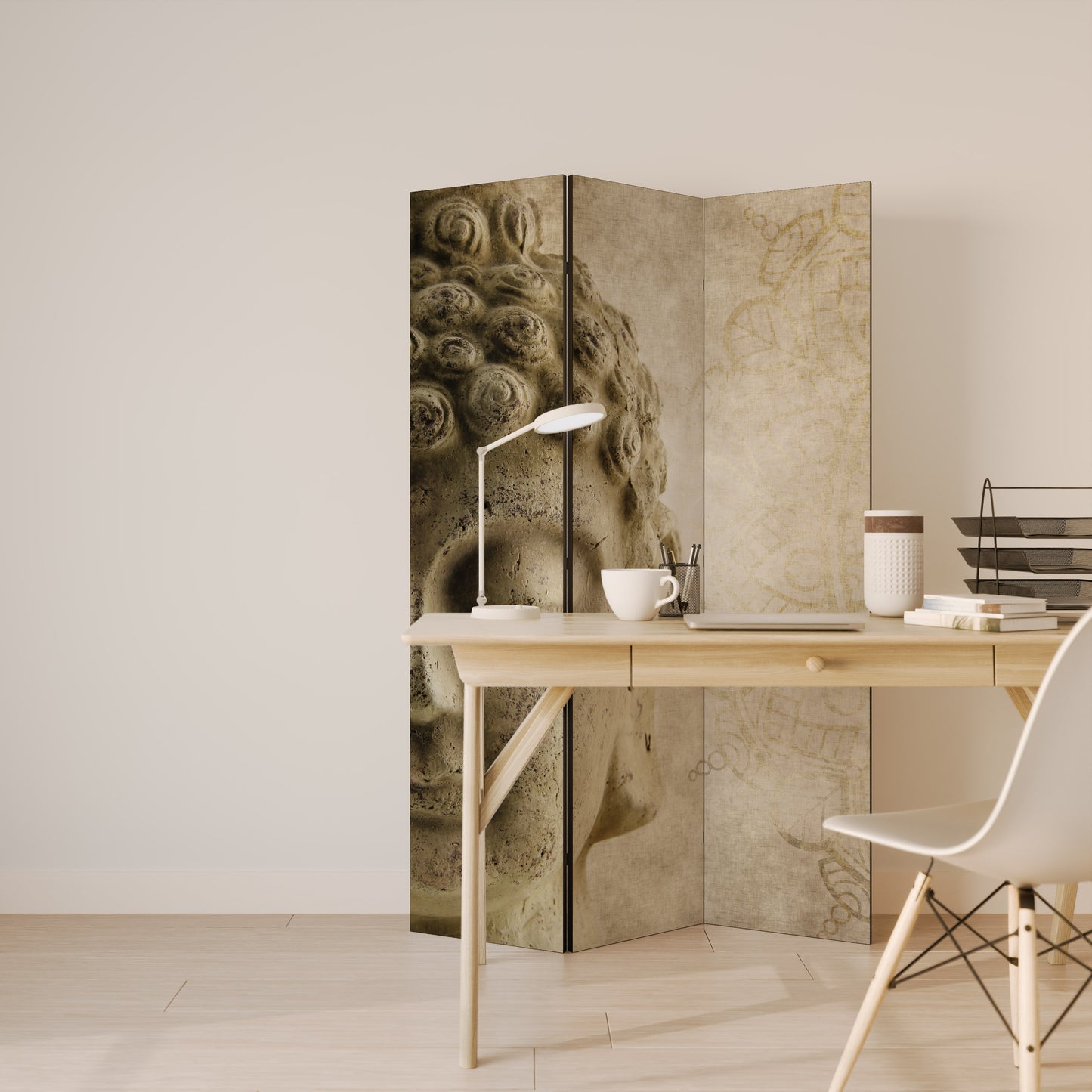 SCENA DI MEDITAZIONE MISTICA Divisorio decorativo per ambienti a 3 pannelli