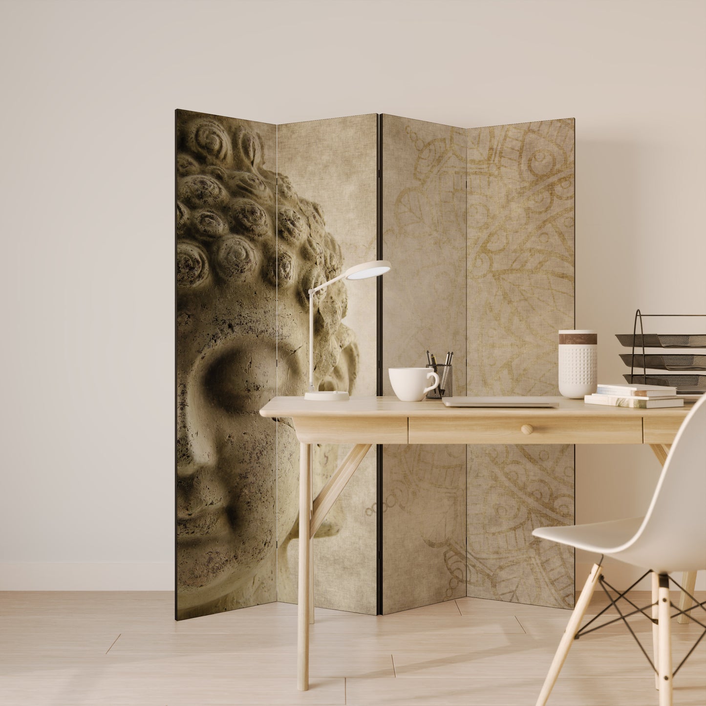 SCENA DI MEDITAZIONE MISTICA Divisorio decorativo per ambienti a 4 pannelli