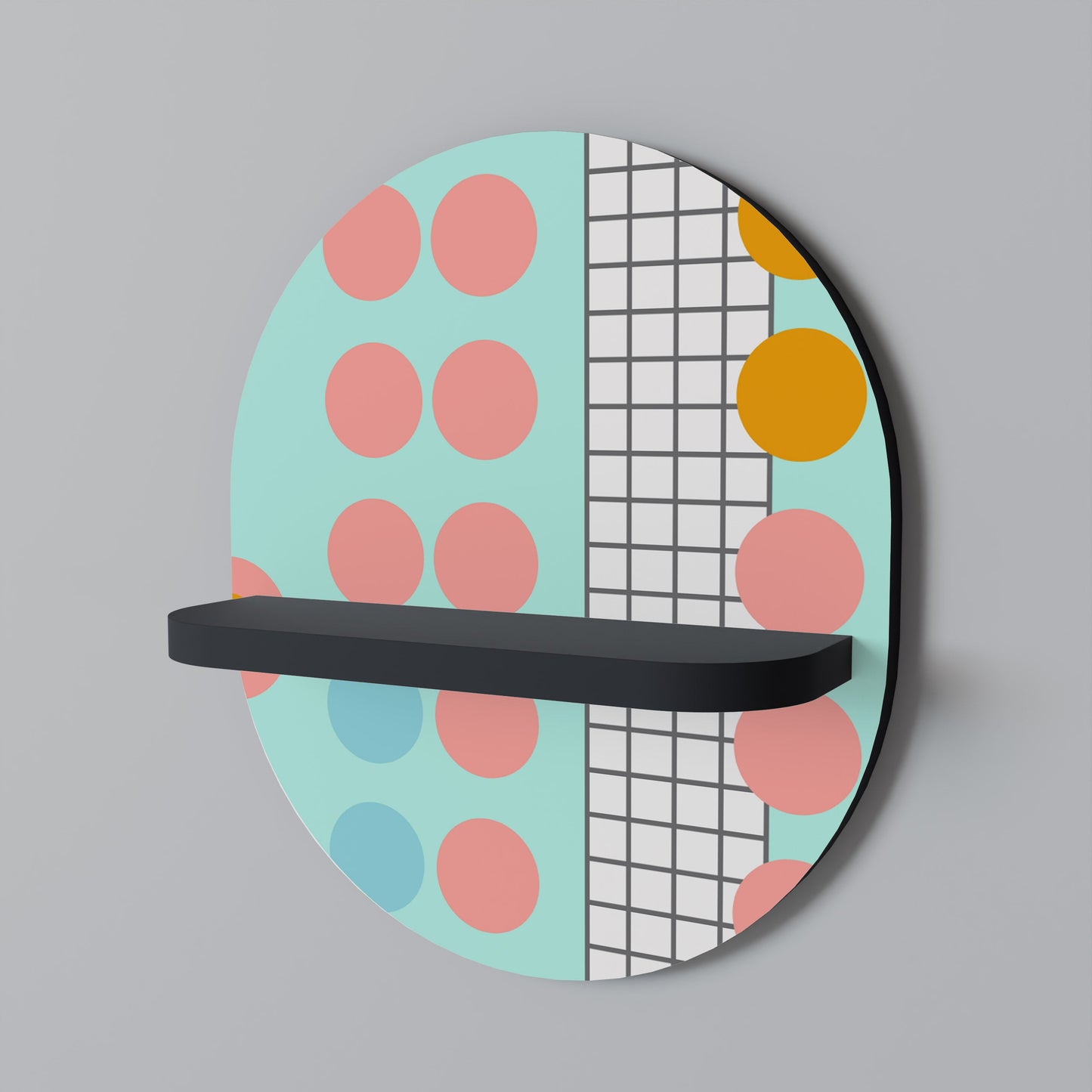 Mensola ovale RETRO GRID in finitura nera