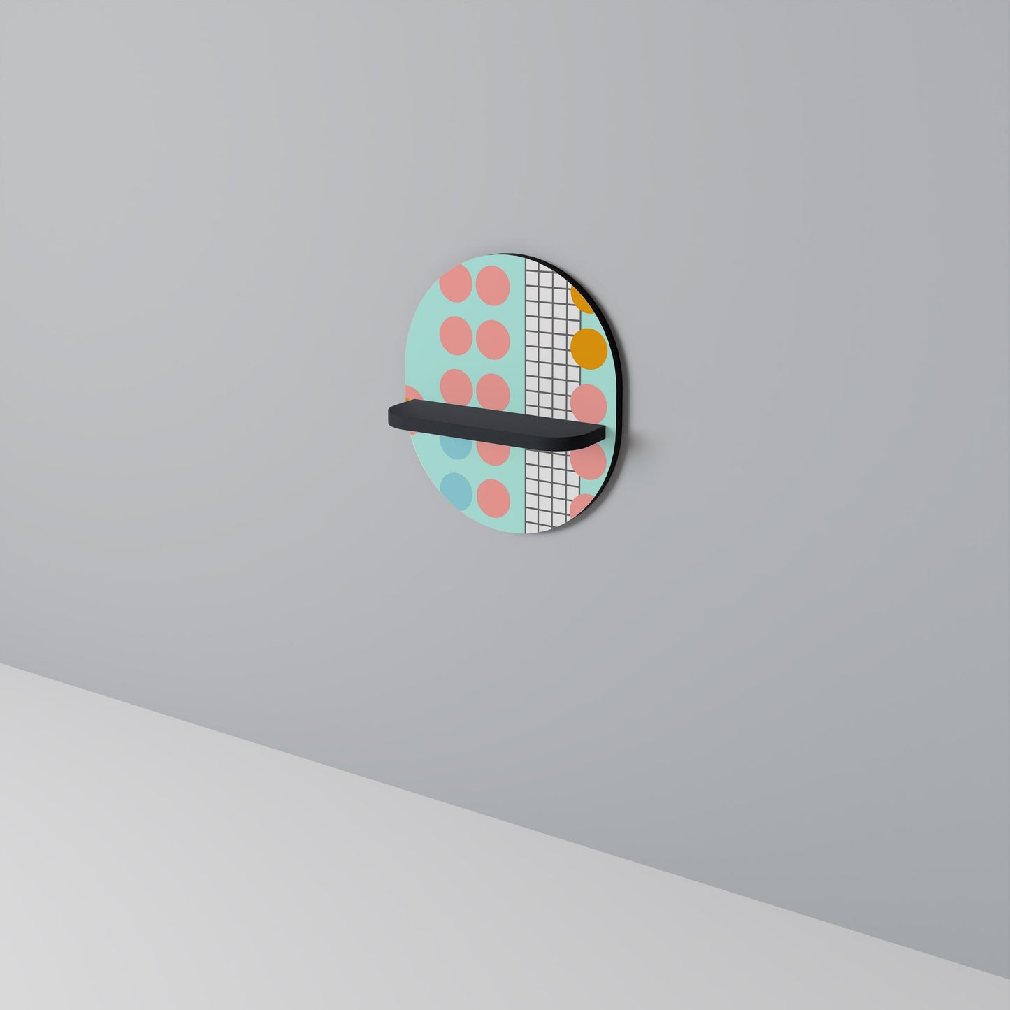 Mensola ovale RETRO GRID in finitura nera