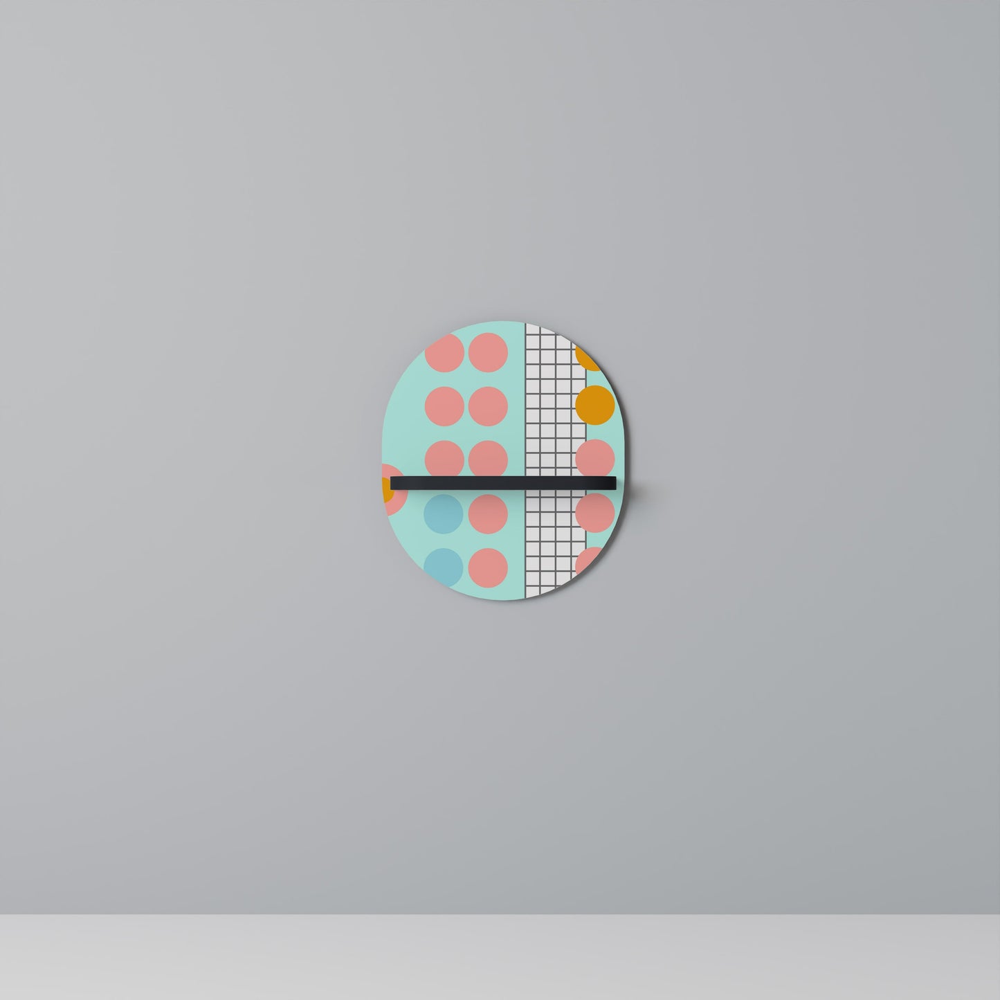 Mensola ovale RETRO GRID in finitura nera