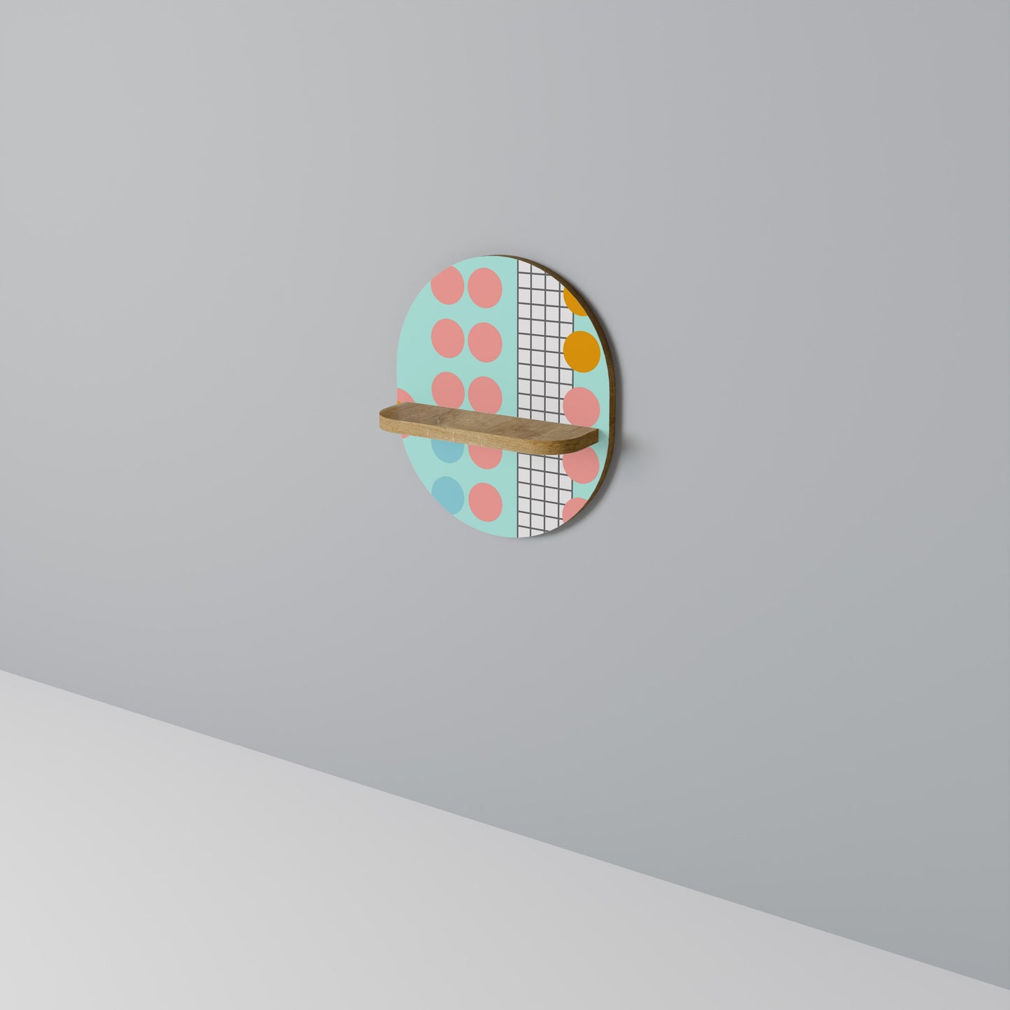 RETRO GRID Mensola ovale per arte in effetto rovere
