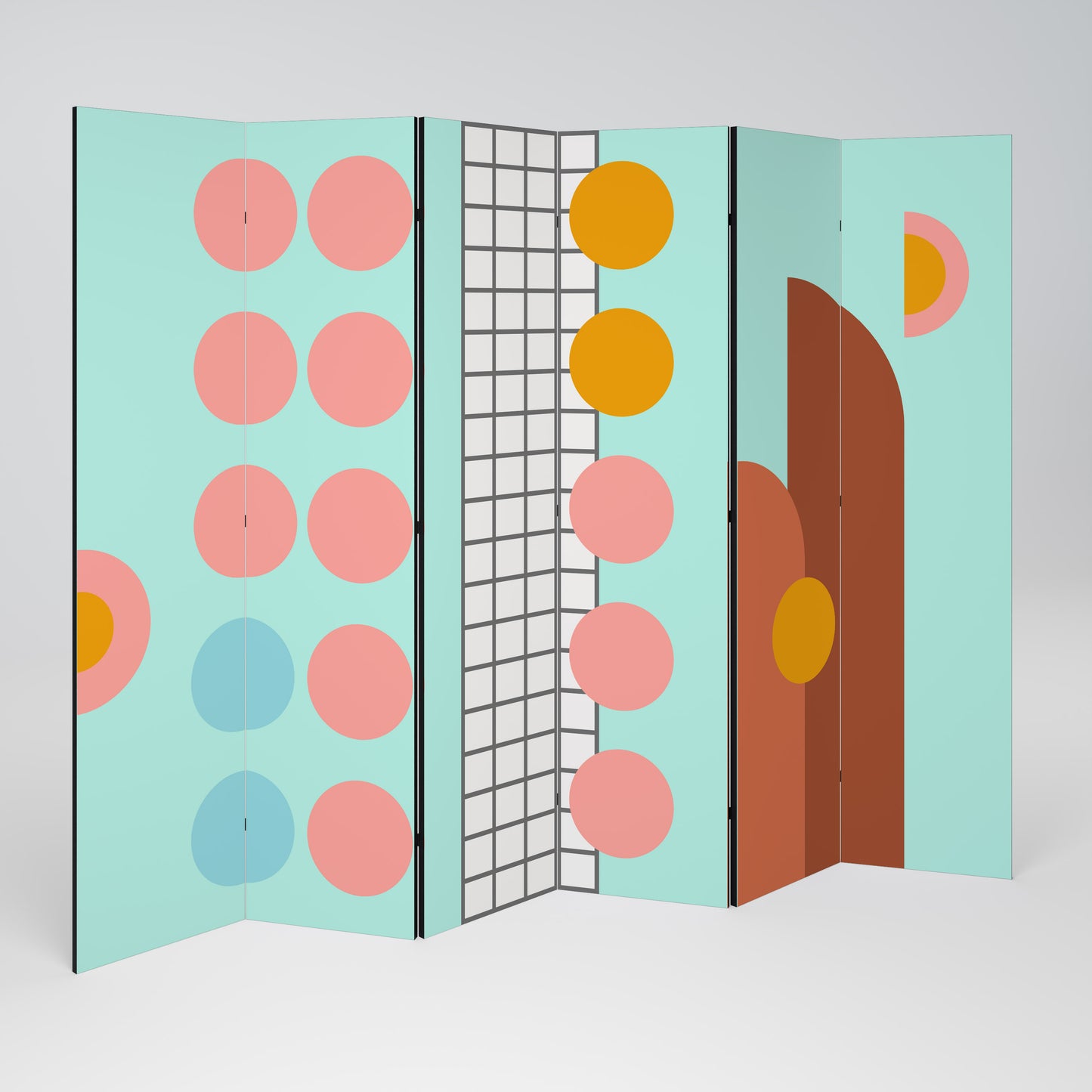 Divisorio decorativo per ambienti RETRO GRID a 6 pannelli