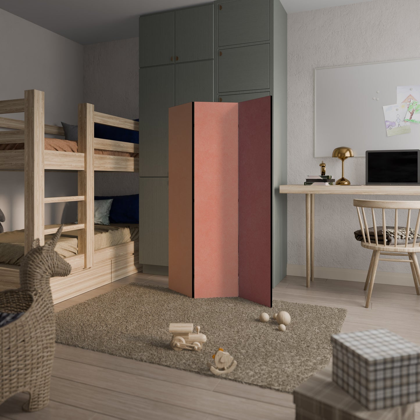 Divisorio decorativo per ambienti a 3 pannelli "SELLS LIKE PINK SPIRIT"