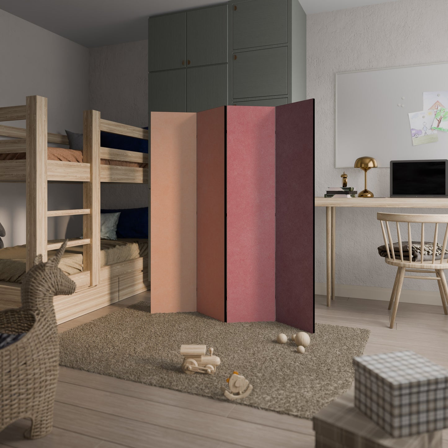 Divisorio decorativo per ambienti a 4 pannelli "SELLS LIKE PINK SPIRIT"
