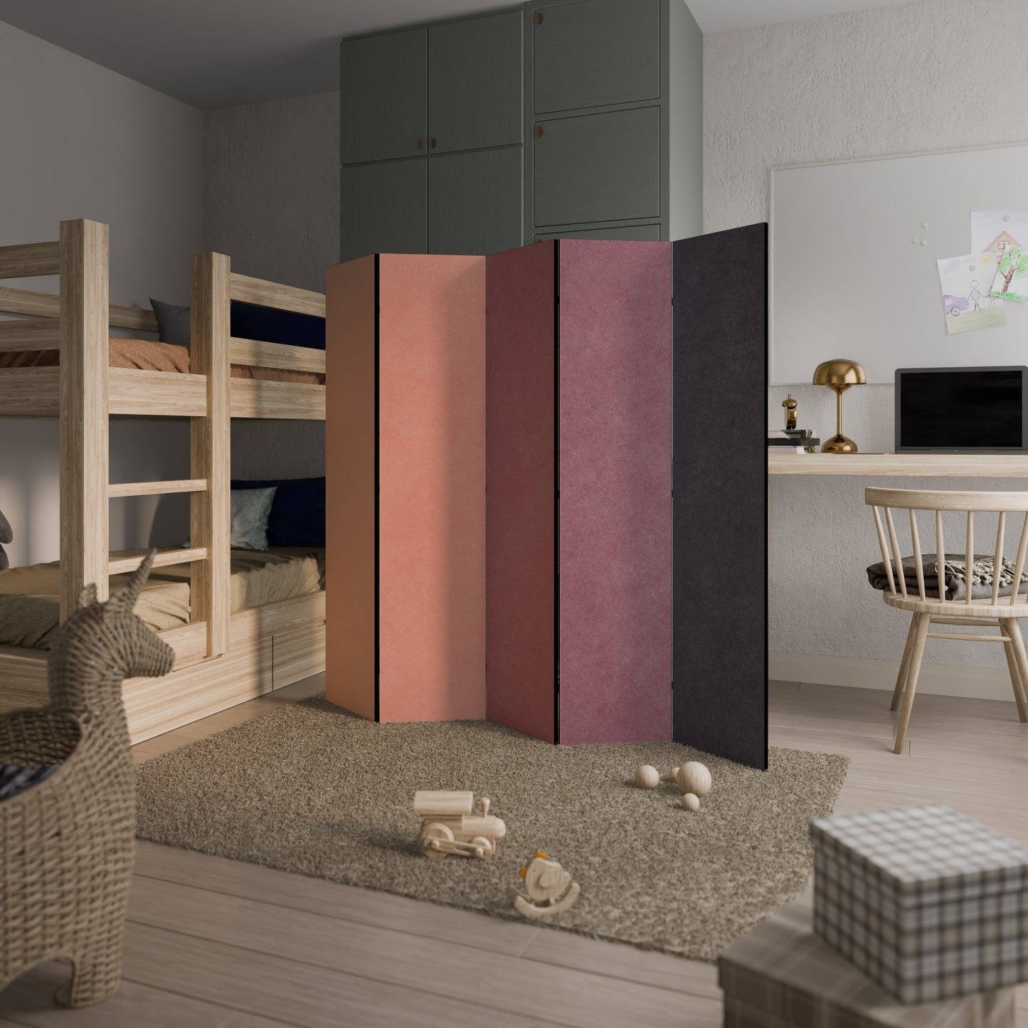Divisorio decorativo per ambienti a 5 pannelli "SELLS LIKE PINK SPIRIT"