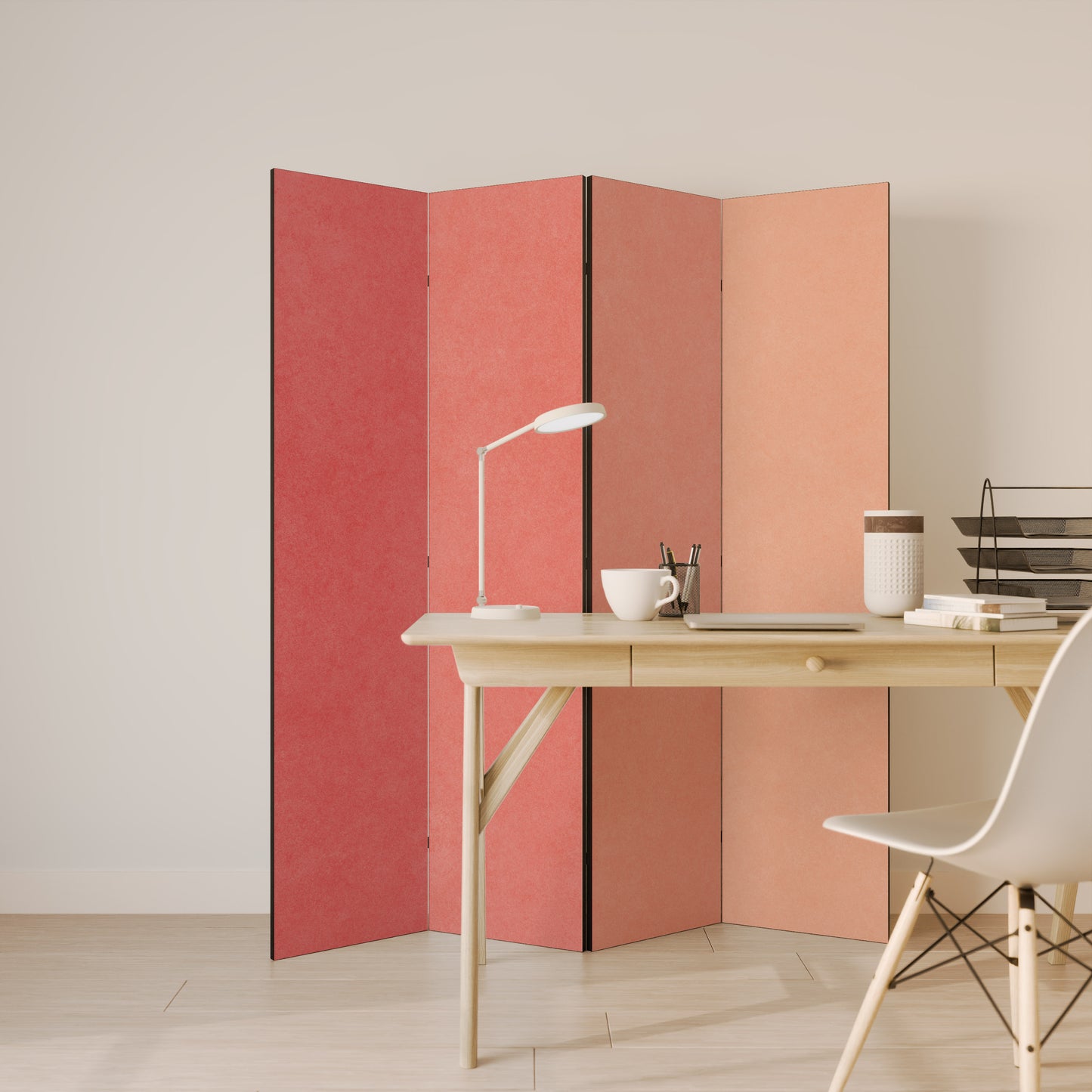 PEACH OF MY HEART - Divisorio decorativo per ambienti a 4 pannelli