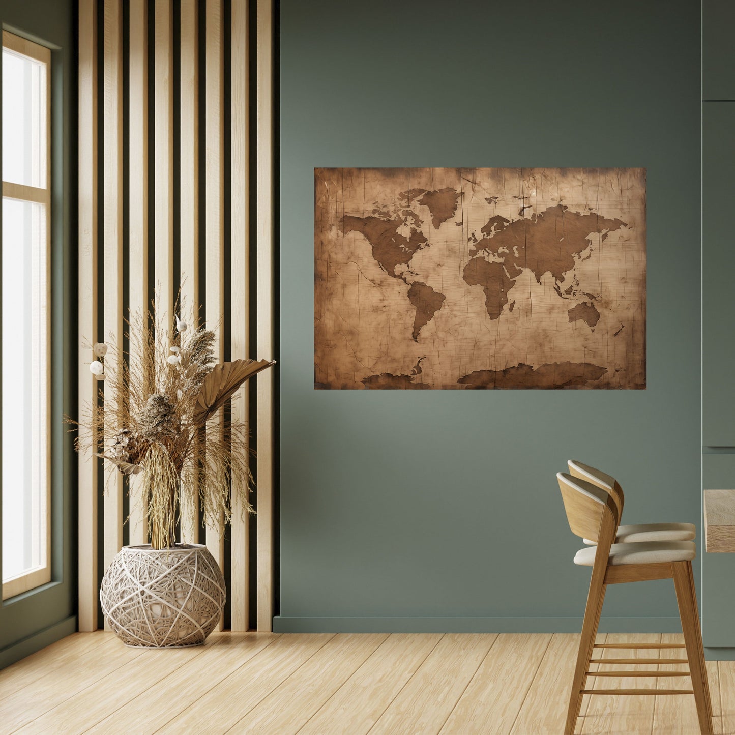 Poster orizzontale staccabile e attaccabile con mappa del mondo invecchiata