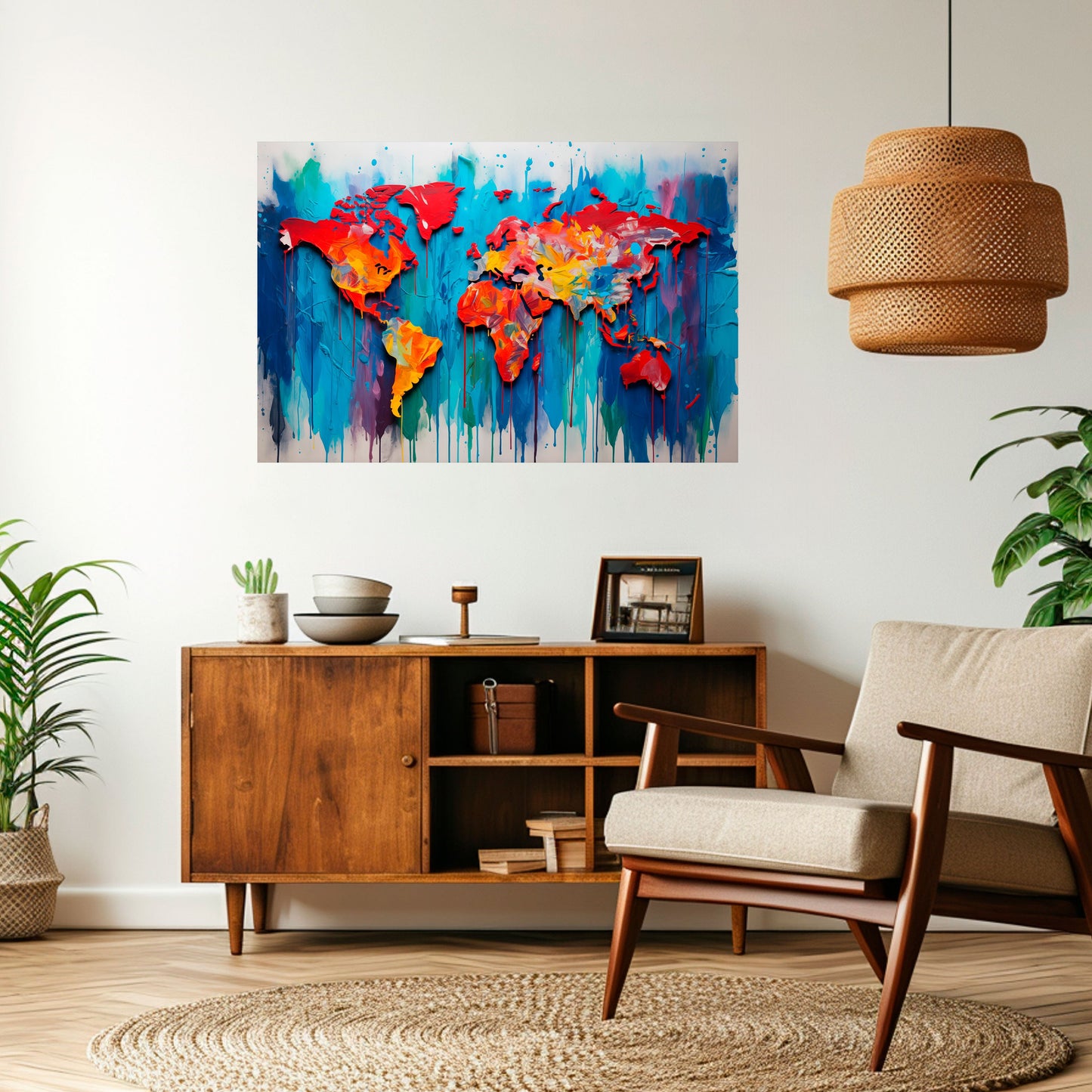 Poster orizzontale con mappa del mondo colorata da staccare e attaccare