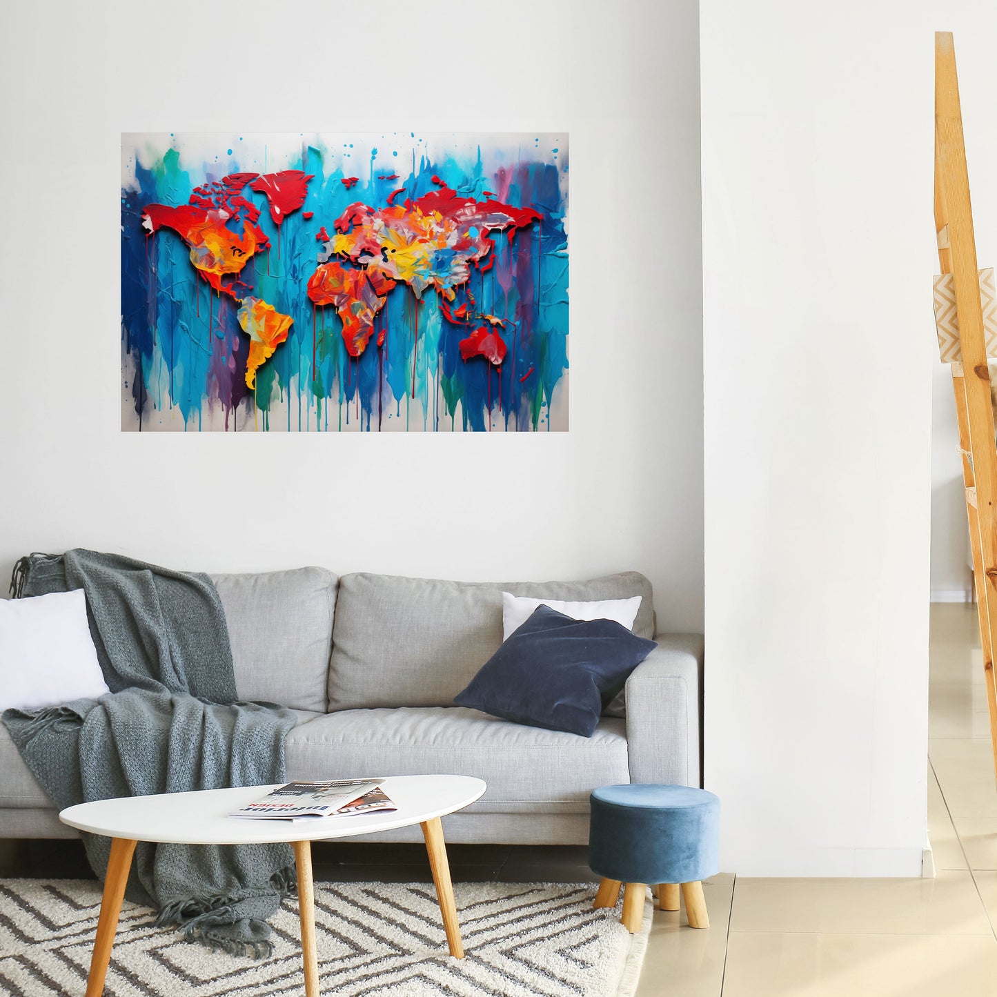 Poster orizzontale con mappa del mondo colorata da staccare e attaccare