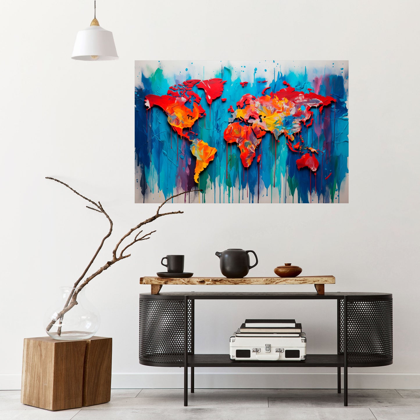 Poster orizzontale con mappa del mondo colorata da staccare e attaccare