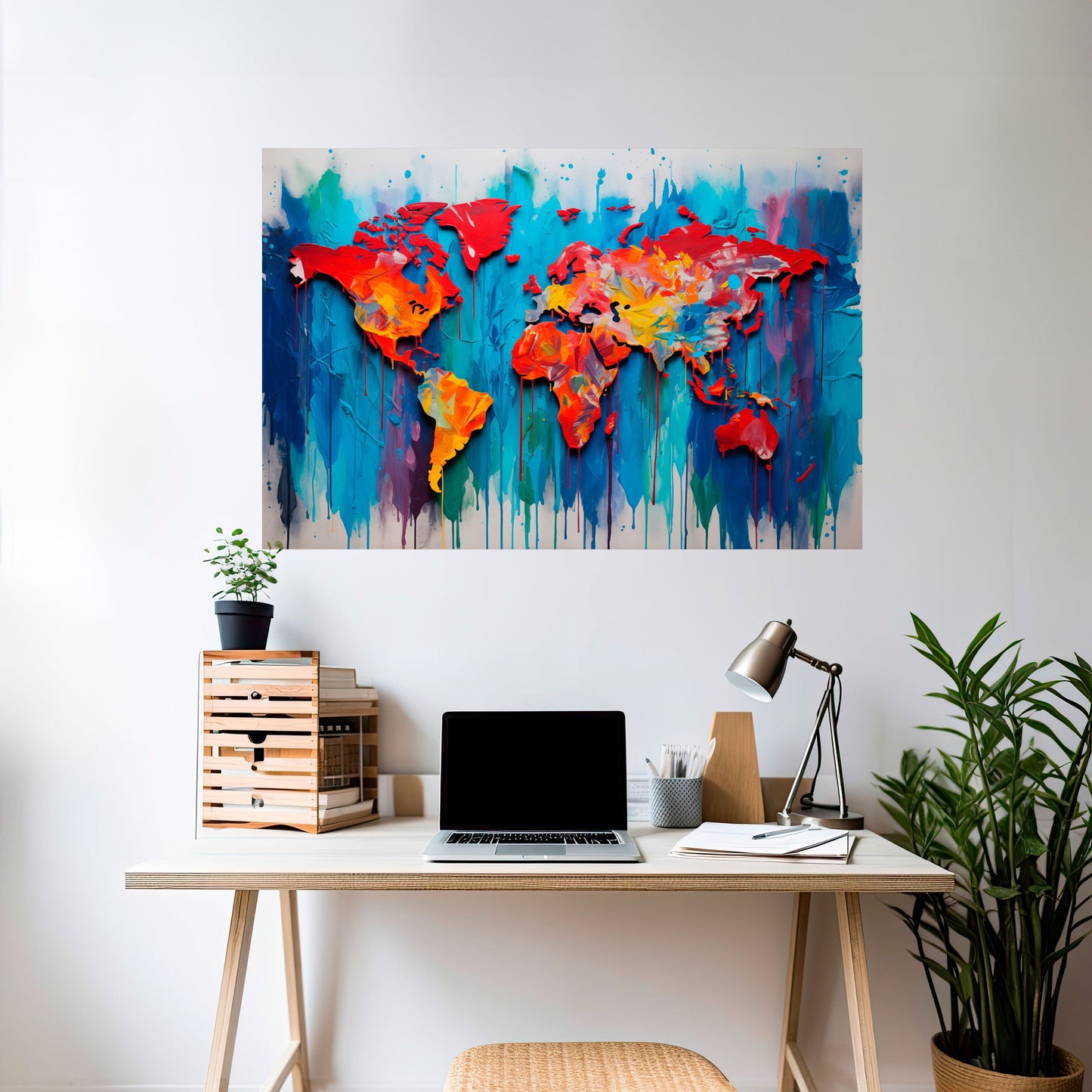 Poster orizzontale con mappa del mondo colorata da staccare e attaccare