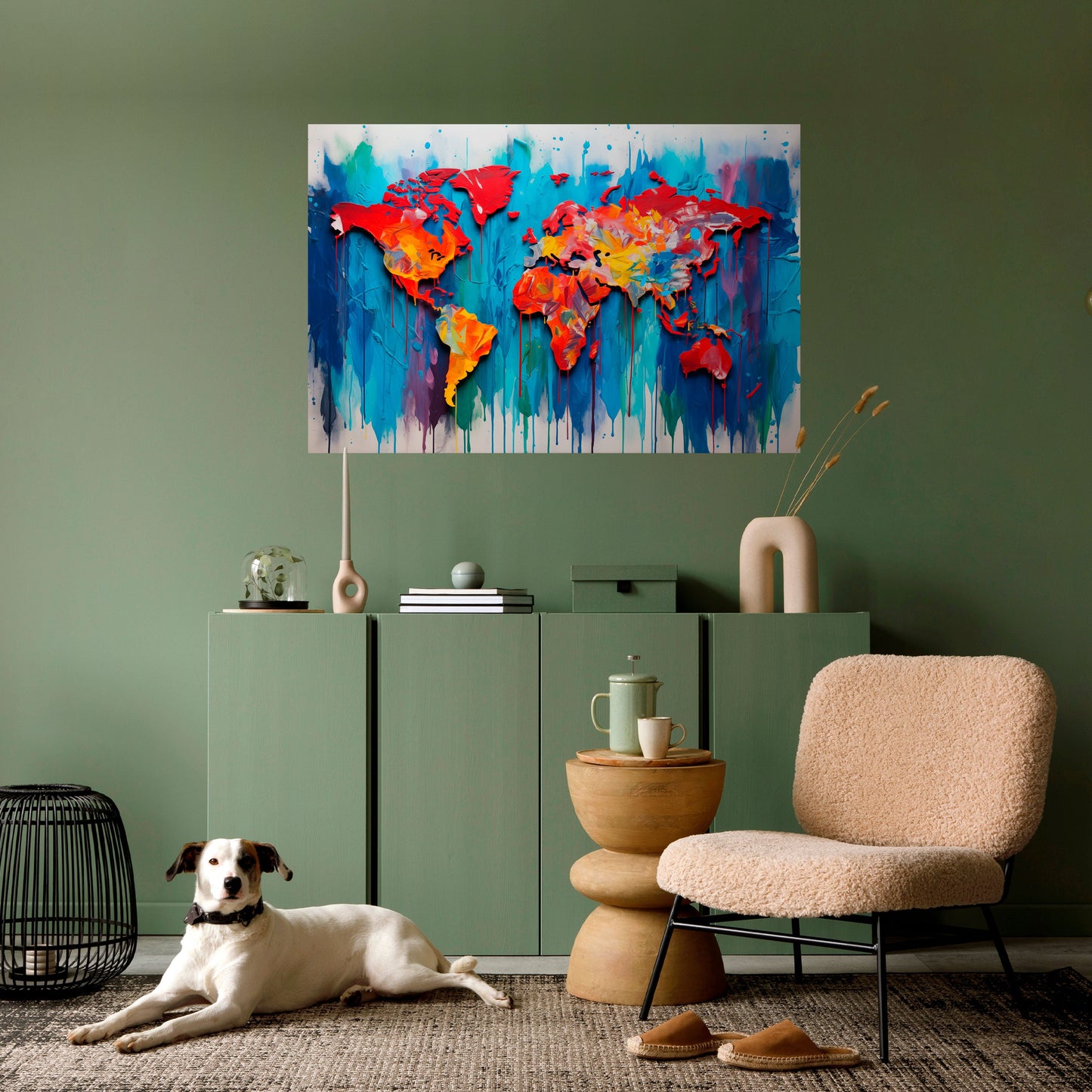 Poster orizzontale con mappa del mondo colorata da staccare e attaccare