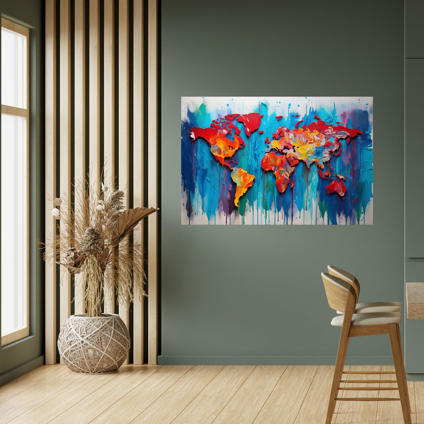 Poster orizzontale con mappa del mondo colorata da staccare e attaccare