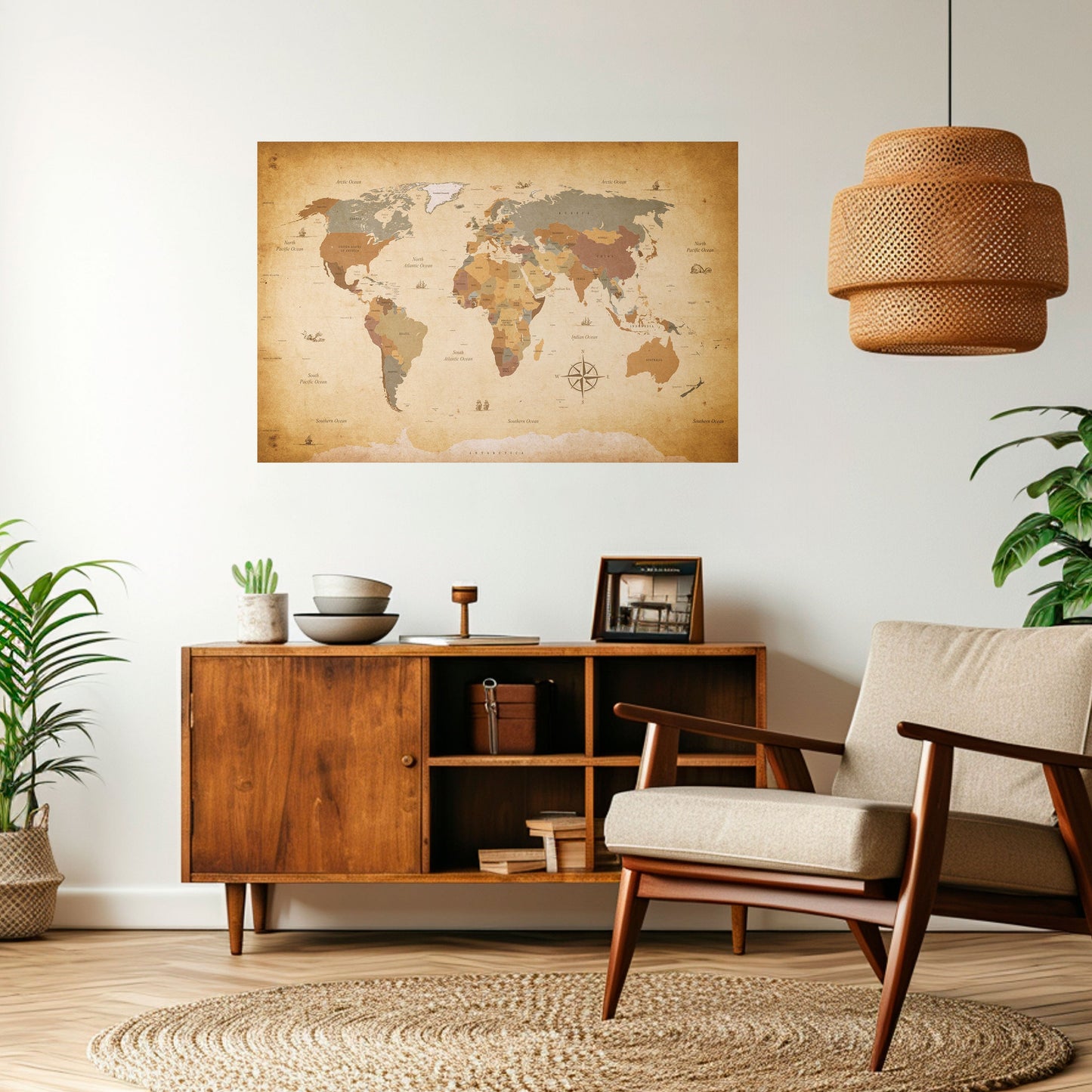 Poster orizzontale staccabile e attaccabile della mappa dell'antico viaggiatore
