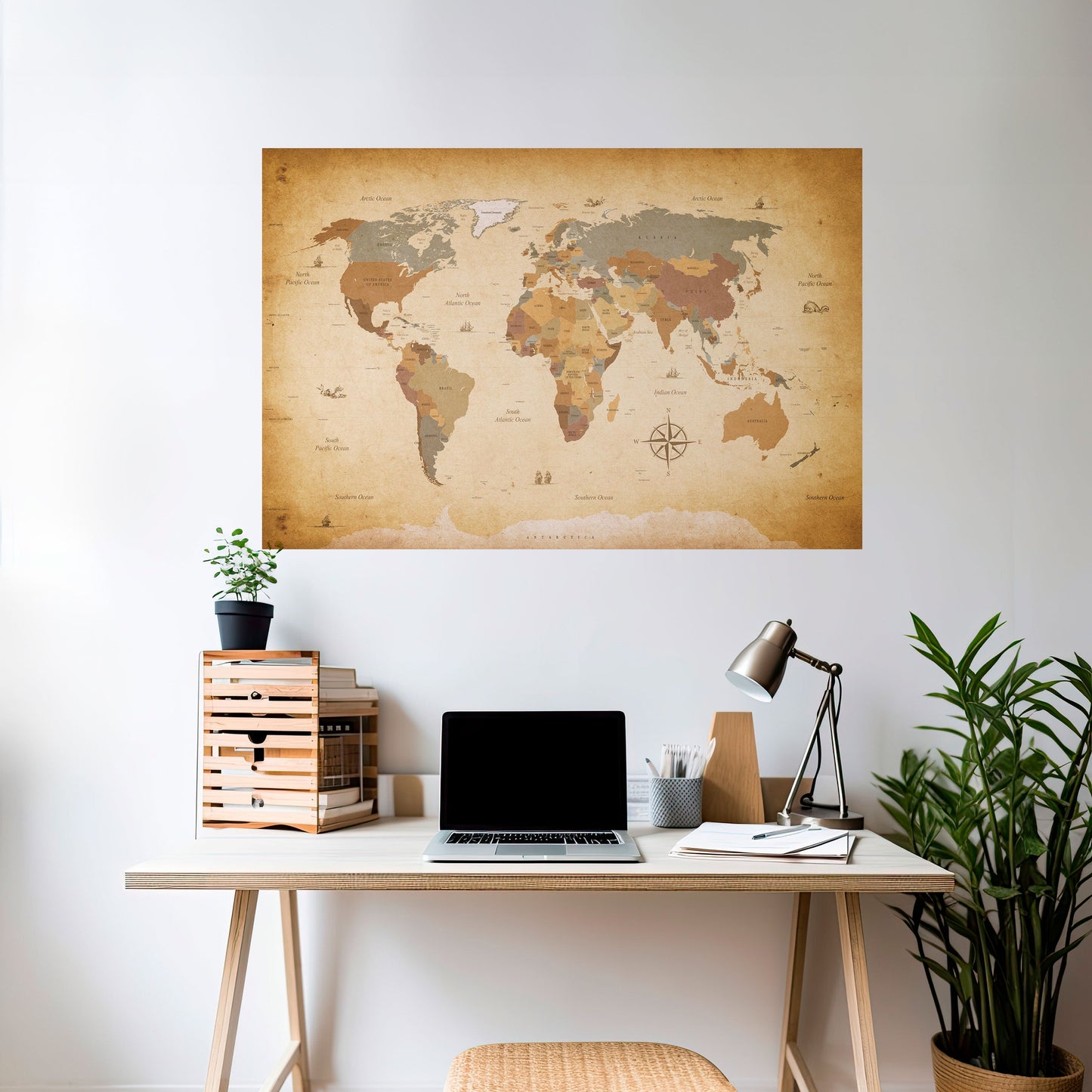 Poster orizzontale staccabile e attaccabile della mappa dell'antico viaggiatore