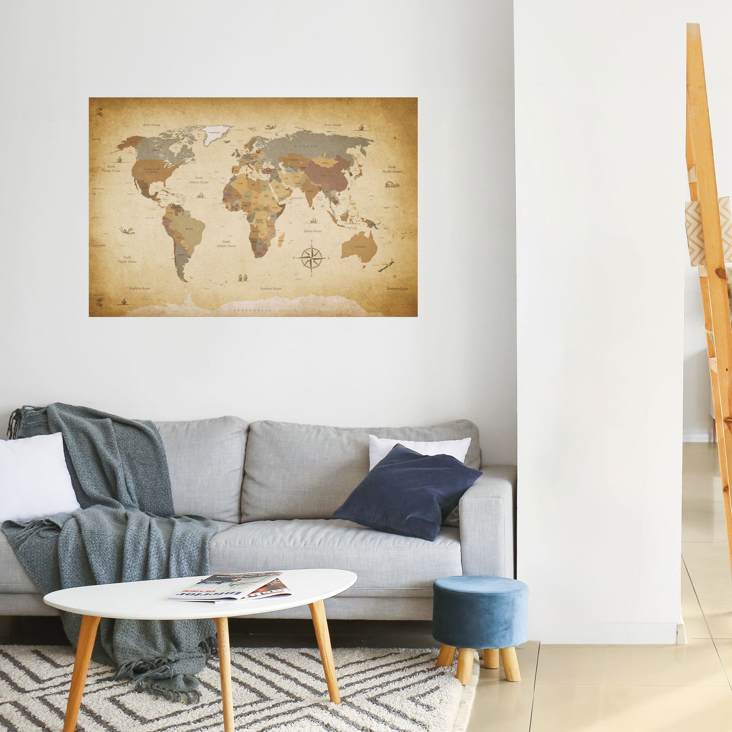 Poster orizzontale staccabile e attaccabile della mappa dell'antico viaggiatore