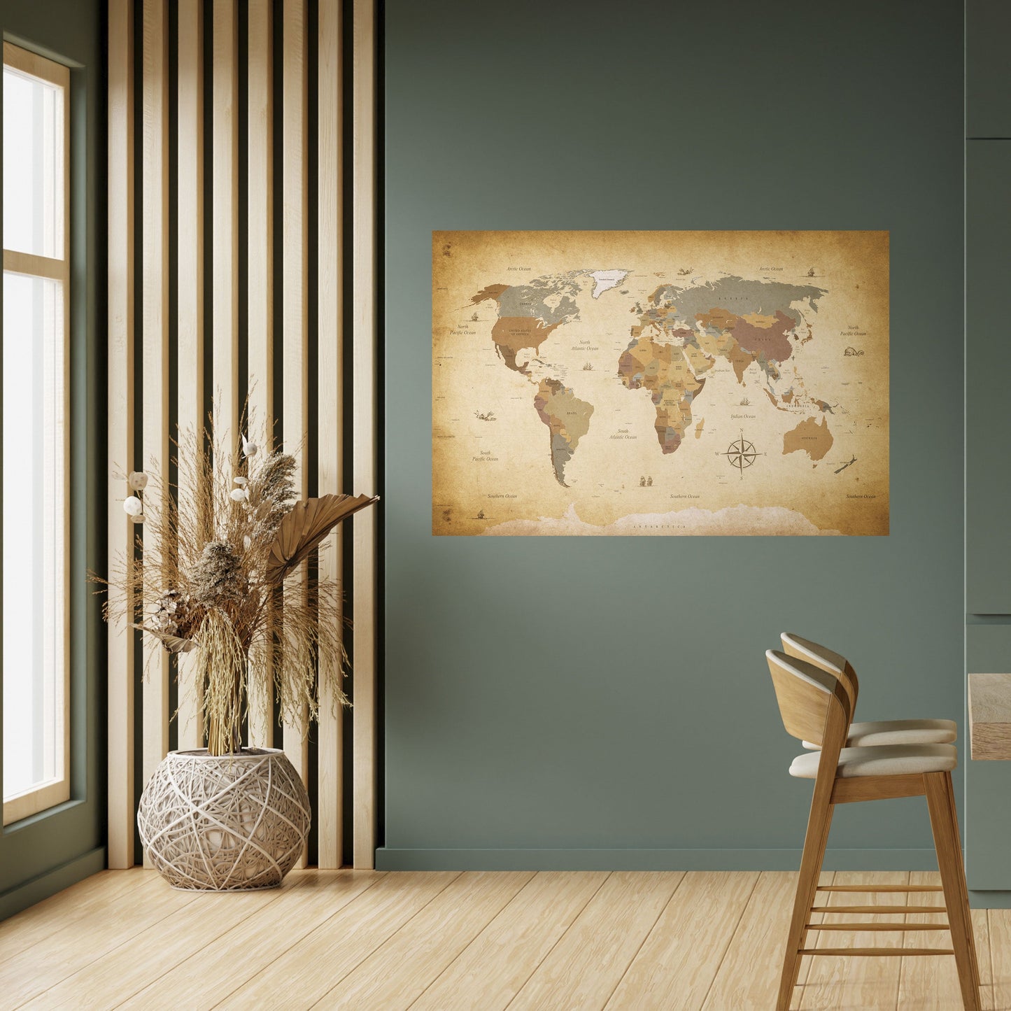 Poster orizzontale staccabile e attaccabile della mappa dell'antico viaggiatore