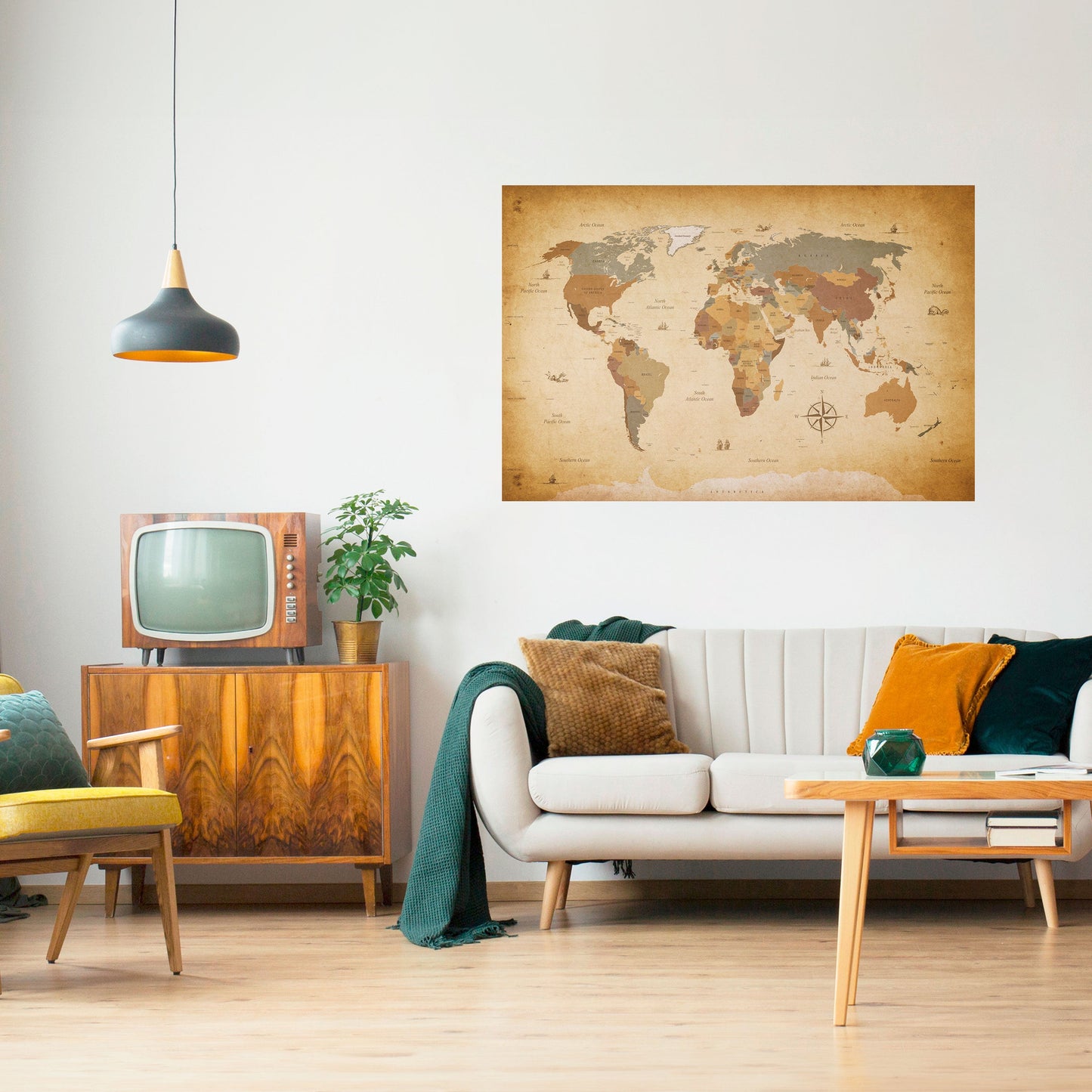 Poster orizzontale staccabile e attaccabile della mappa dell'antico viaggiatore