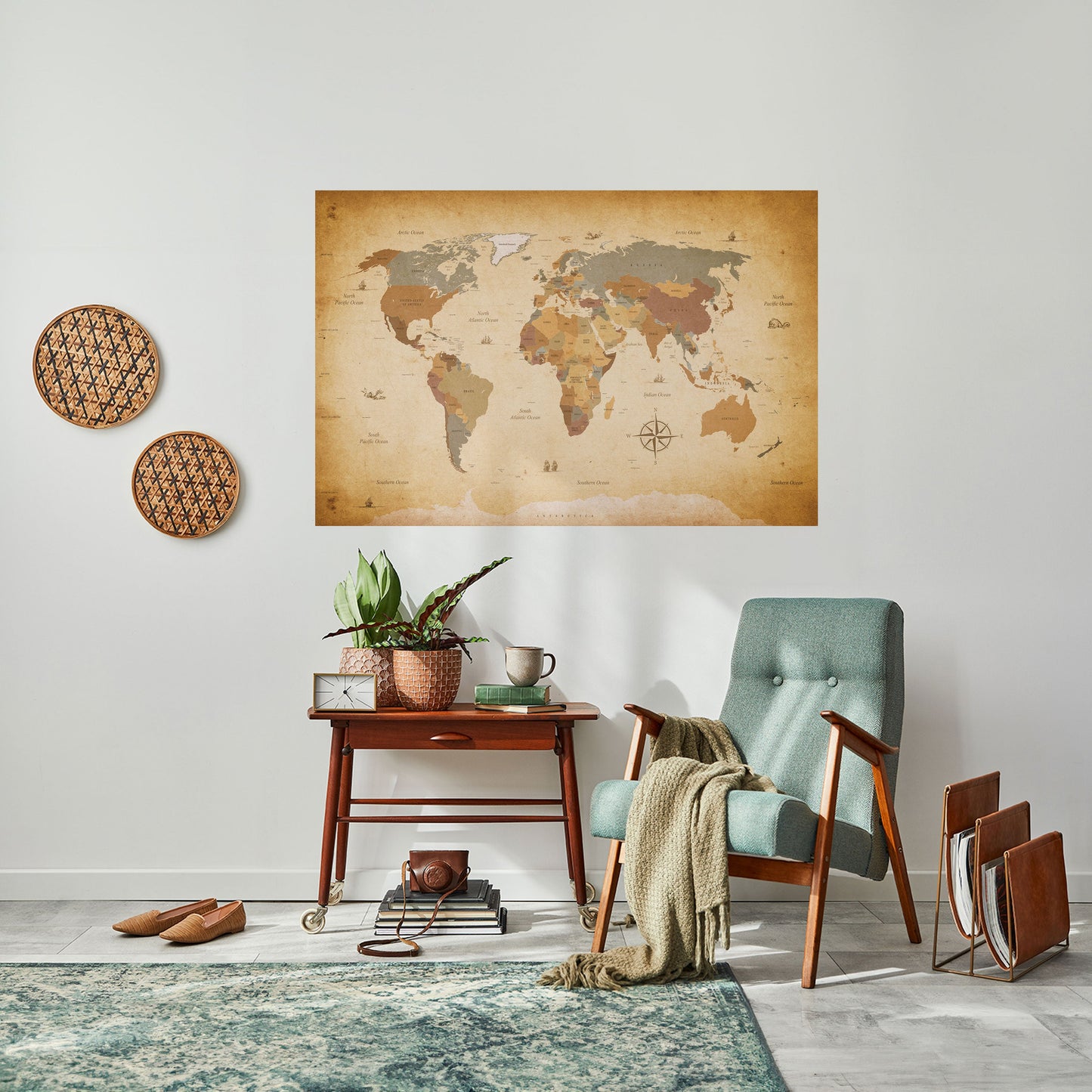 Poster orizzontale staccabile e attaccabile della mappa dell'antico viaggiatore