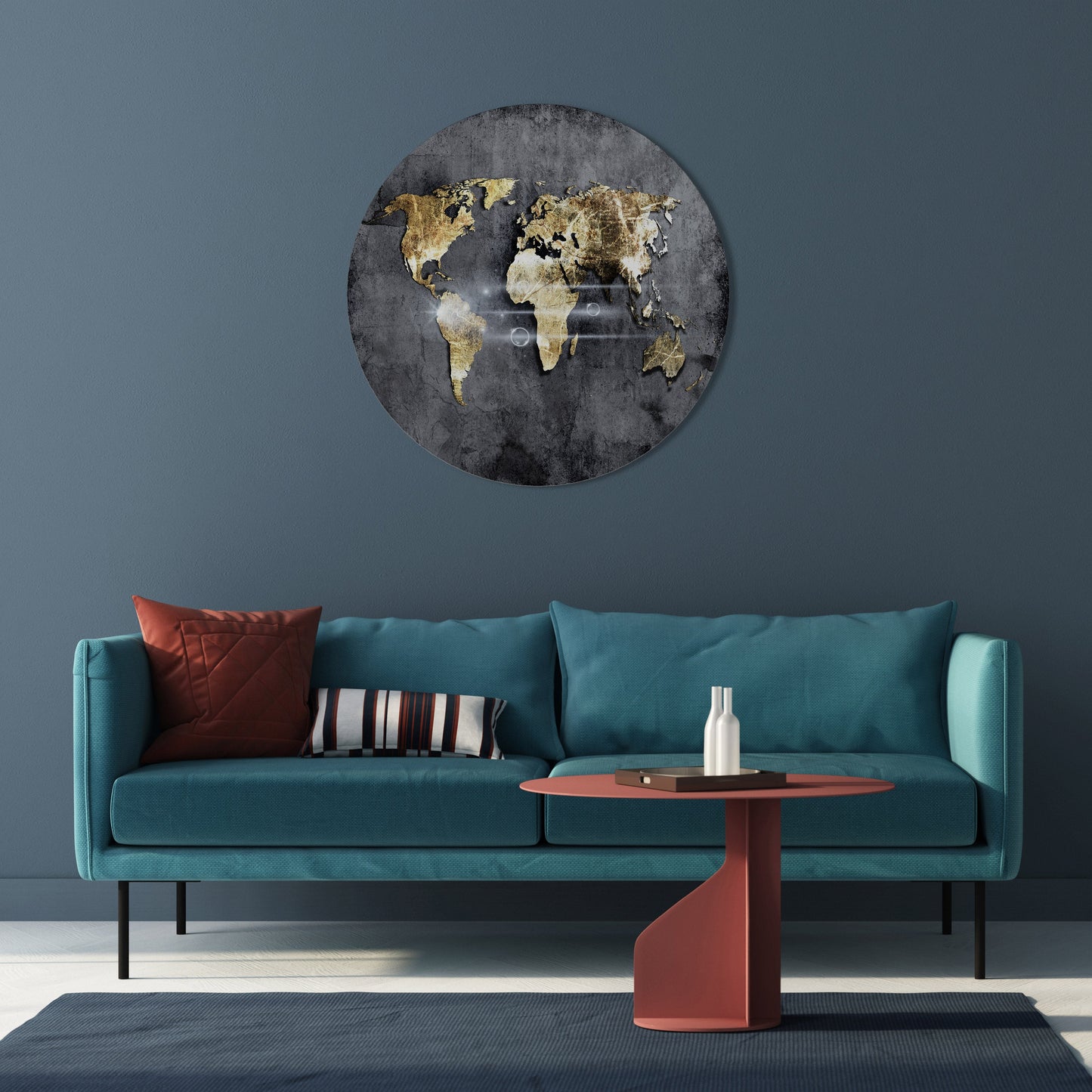 MAPPA DELLA TERRA LUCENTE - Arte murale rotonda