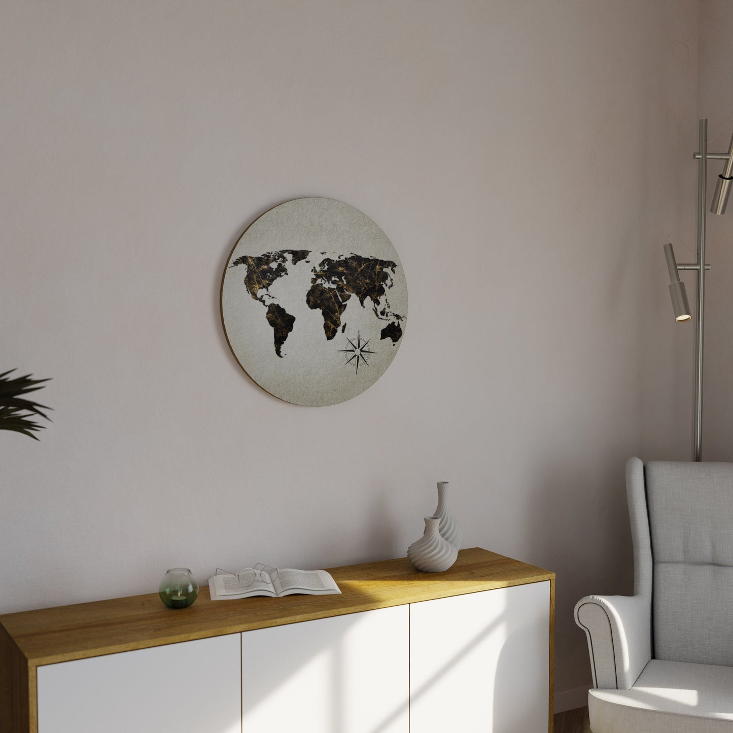GOLDEN LINES GLOBE - Decorazione murale rotonda