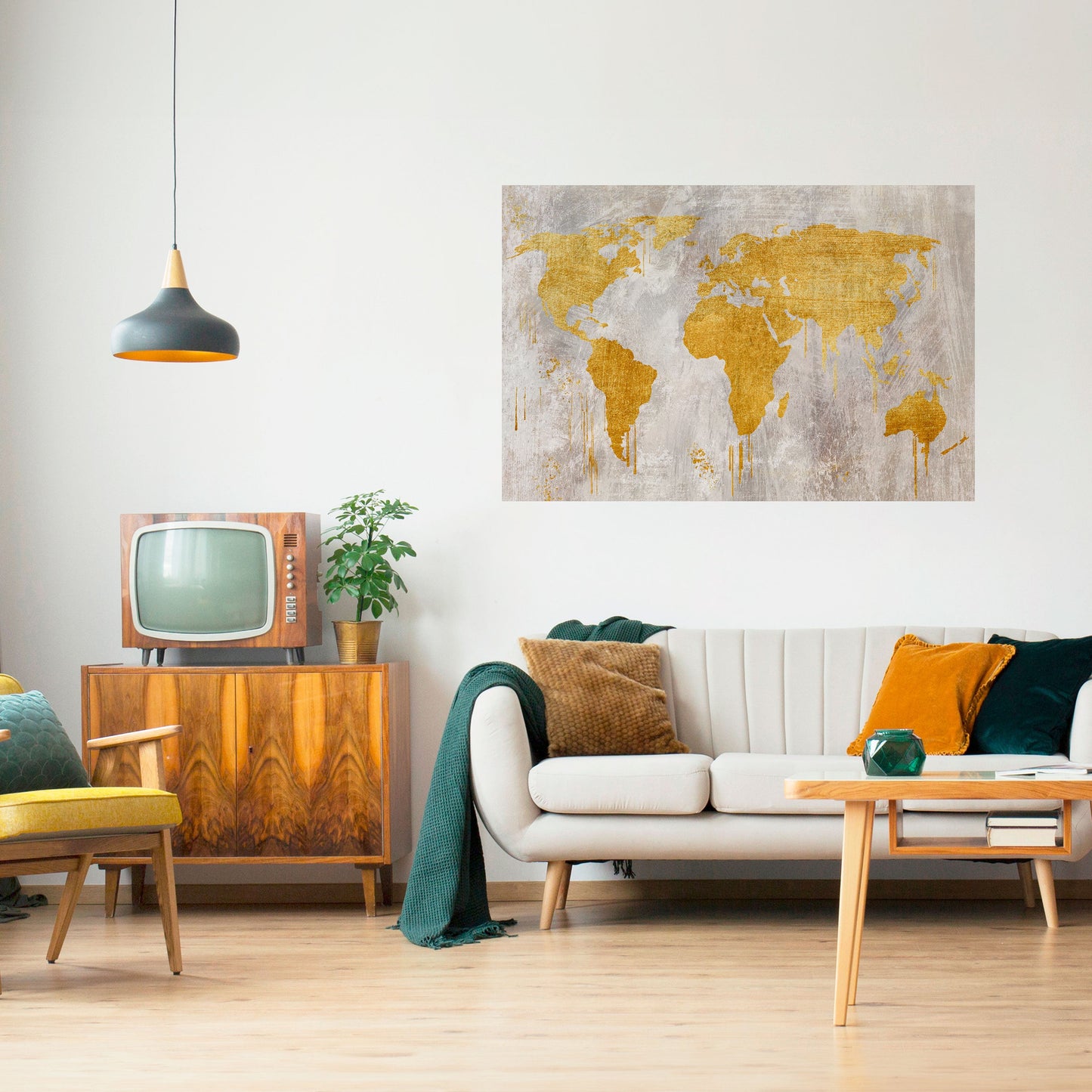 MAPPA METALLICA DEL MONDO - Poster orizzontale staccabile e attaccabile