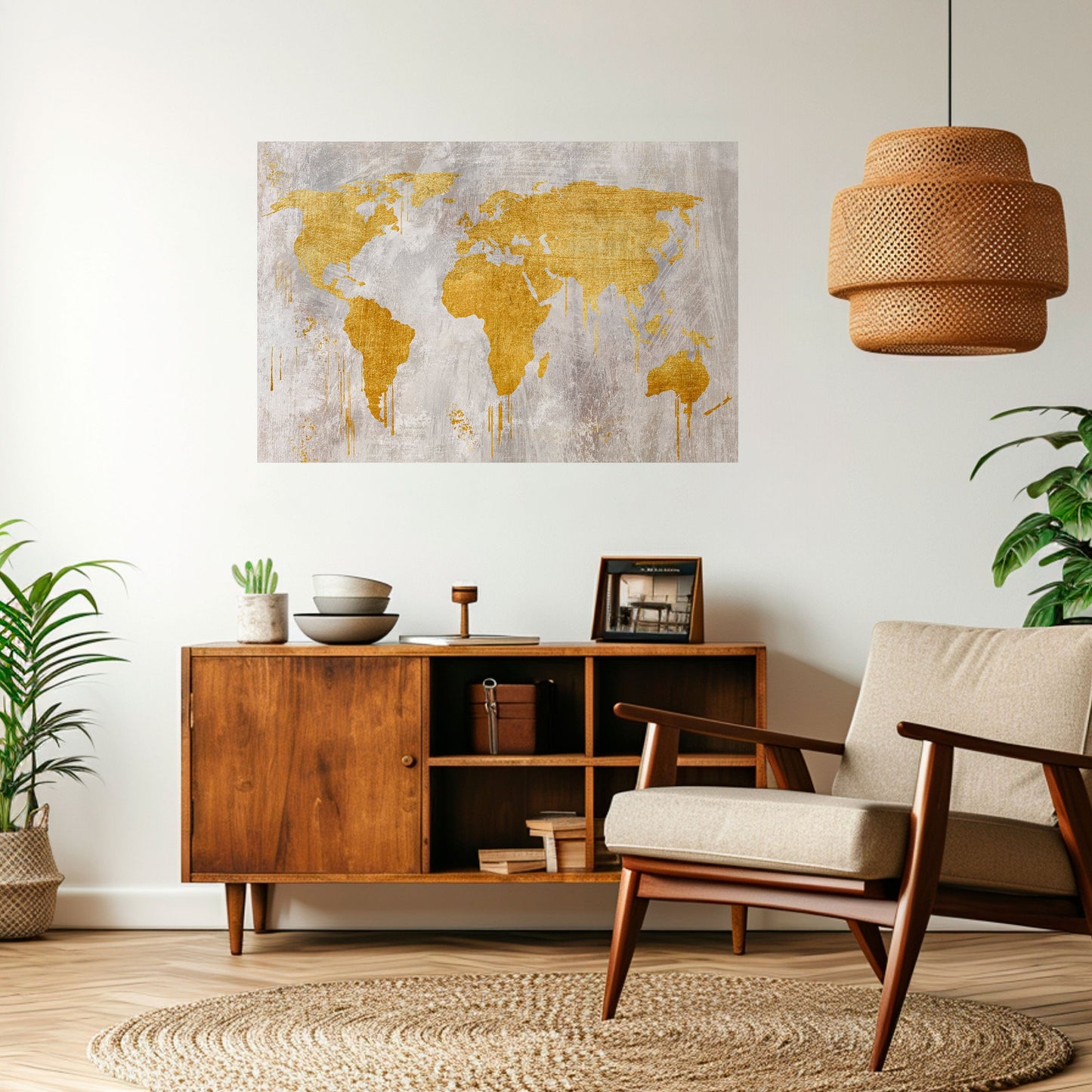 MAPPA METALLICA DEL MONDO - Poster orizzontale staccabile e attaccabile