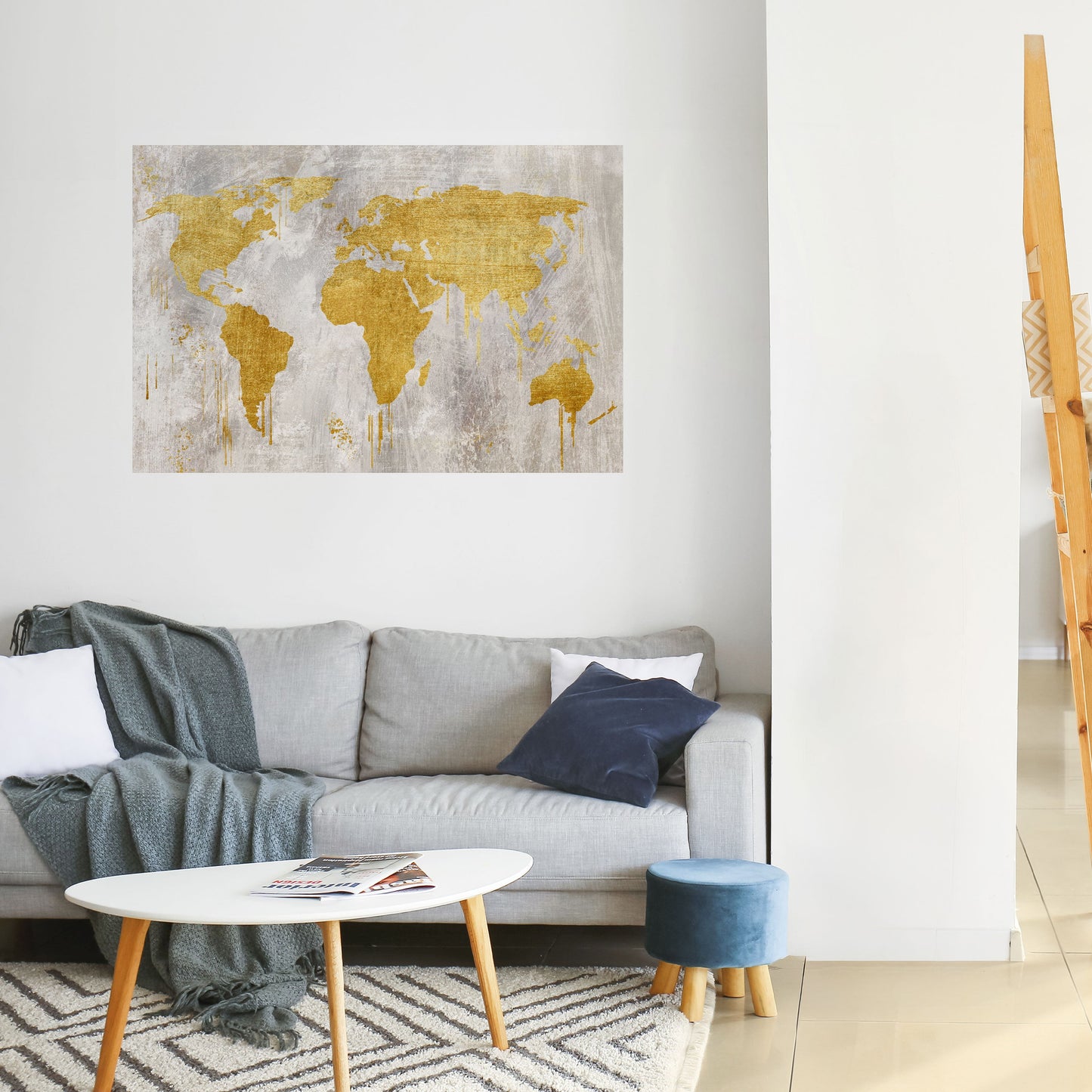 MAPPA METALLICA DEL MONDO - Poster orizzontale staccabile e attaccabile