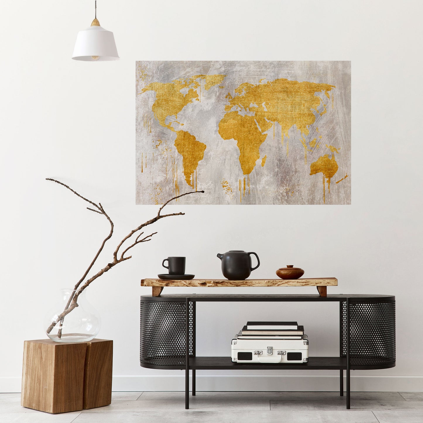 MAPPA METALLICA DEL MONDO - Poster orizzontale staccabile e attaccabile