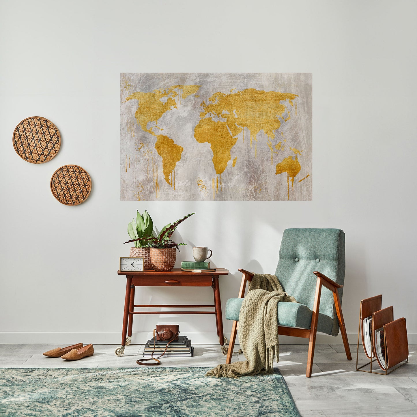 MAPPA METALLICA DEL MONDO - Poster orizzontale staccabile e attaccabile
