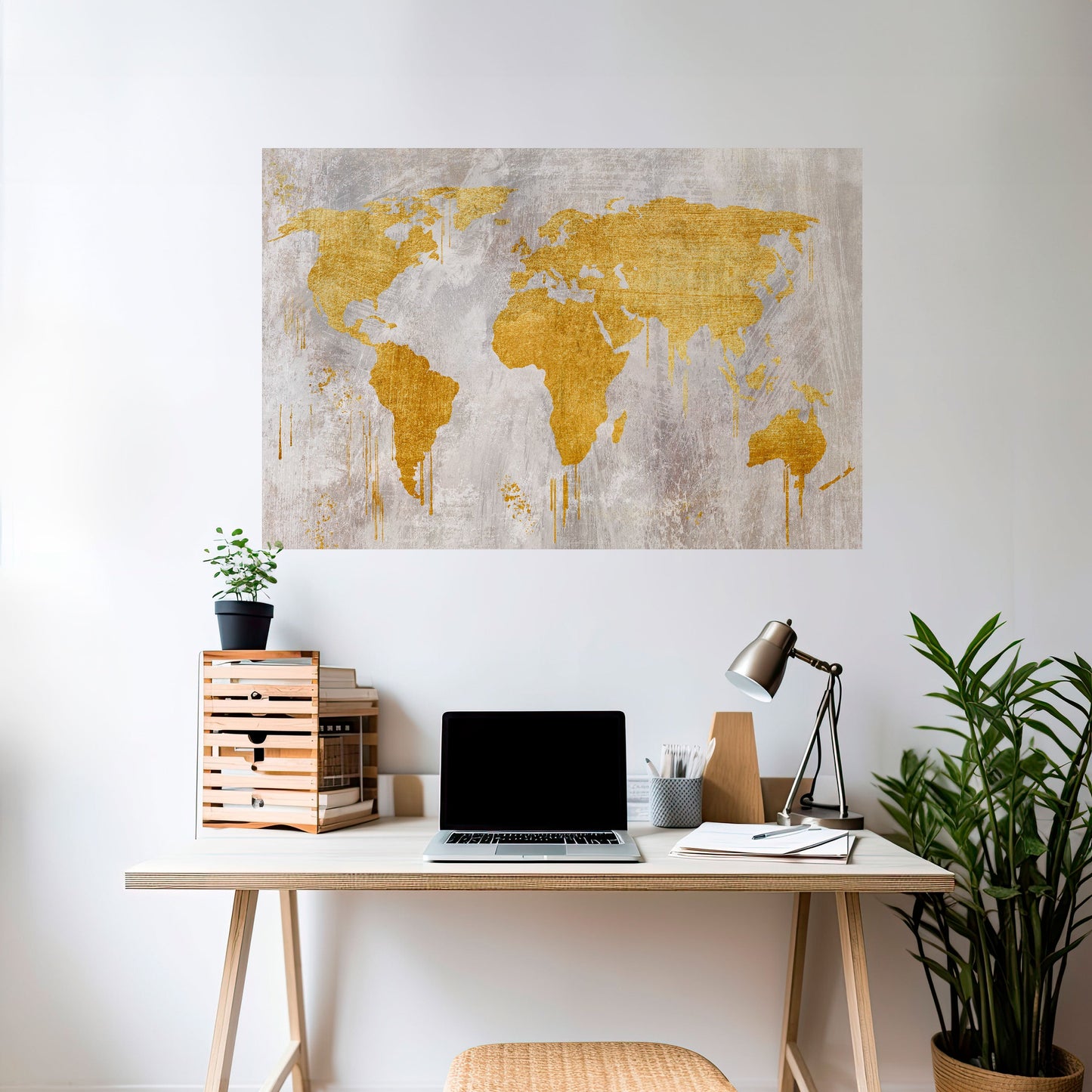 MAPPA METALLICA DEL MONDO - Poster orizzontale staccabile e attaccabile
