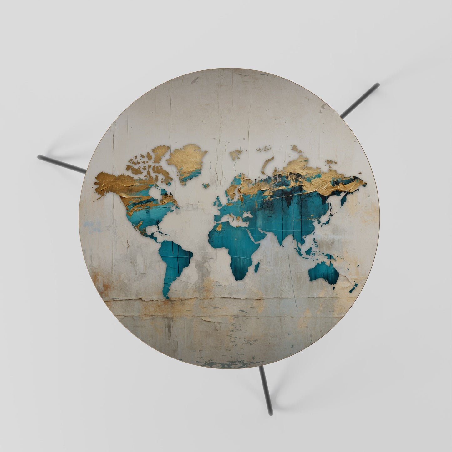 Tavolino da caffè MAPPA DORATA AZZURRA 60