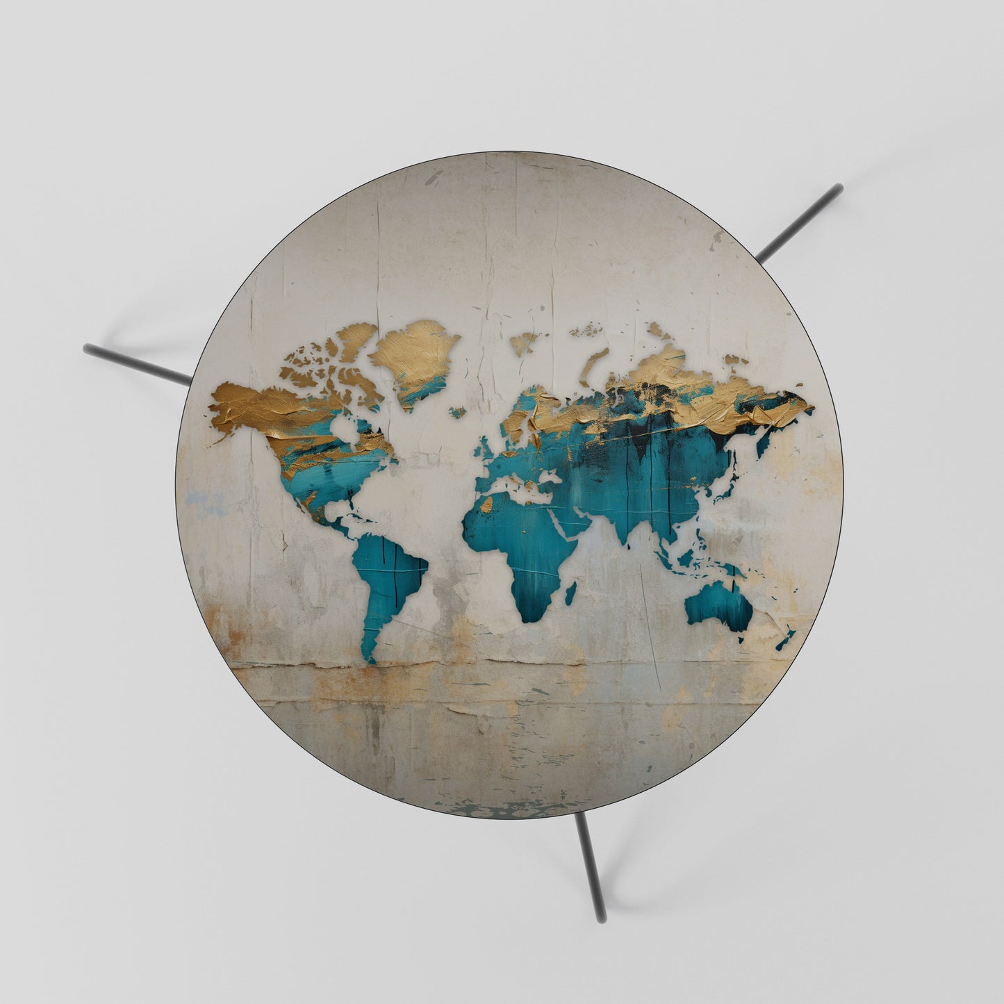 Tavolino da caffè MAPPA DORATA AZZURRA 60