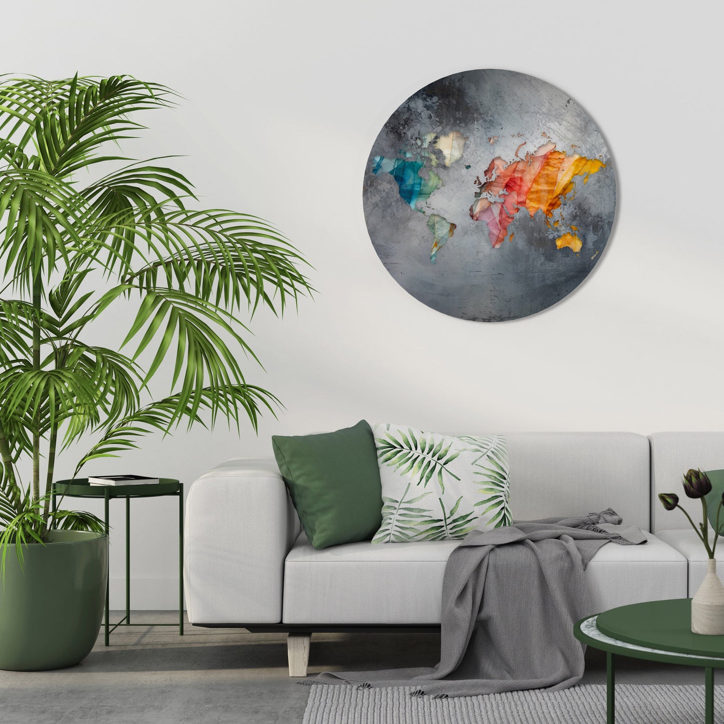 Arte murale rotonda con toni armoniosi della terra