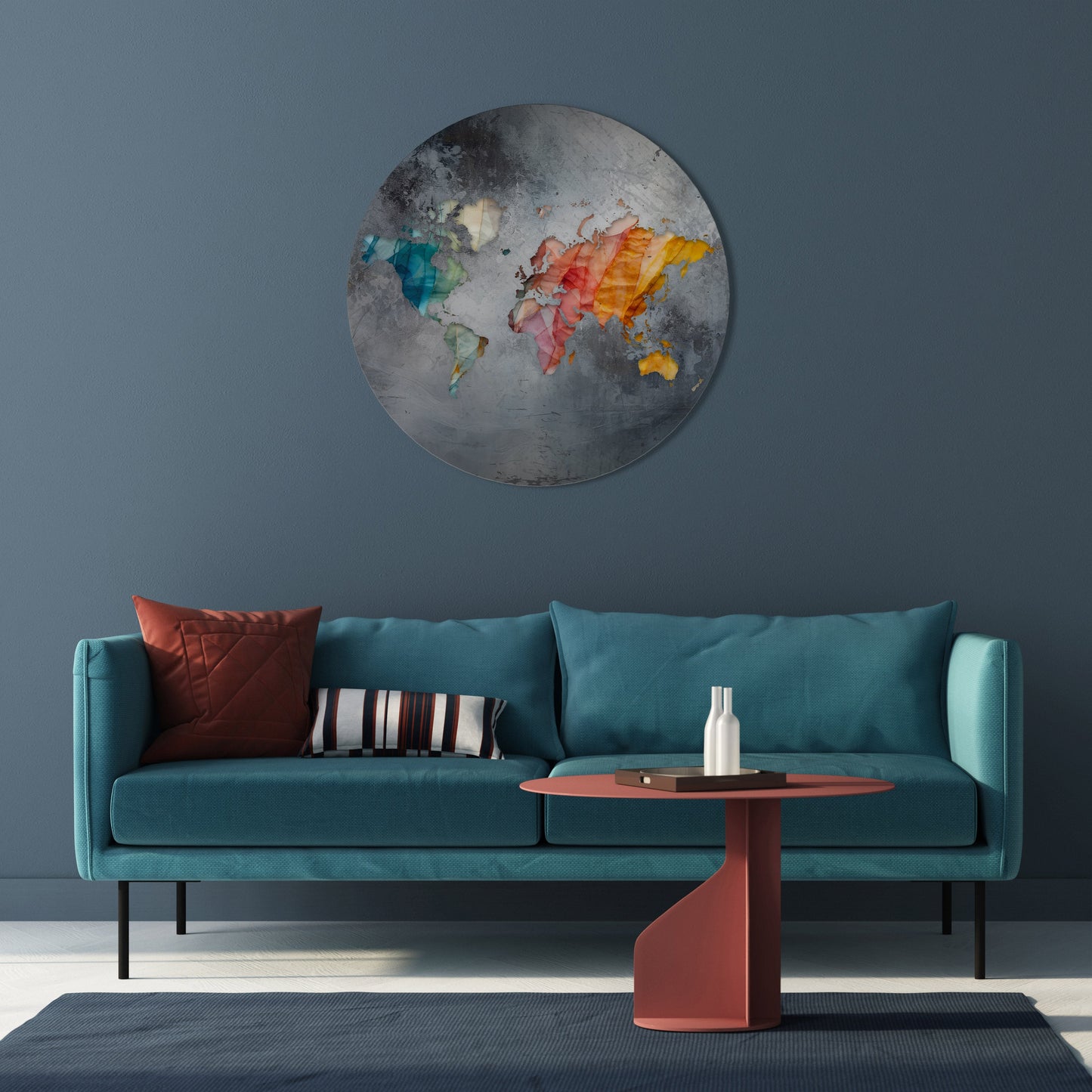 Arte murale rotonda con toni armoniosi della terra