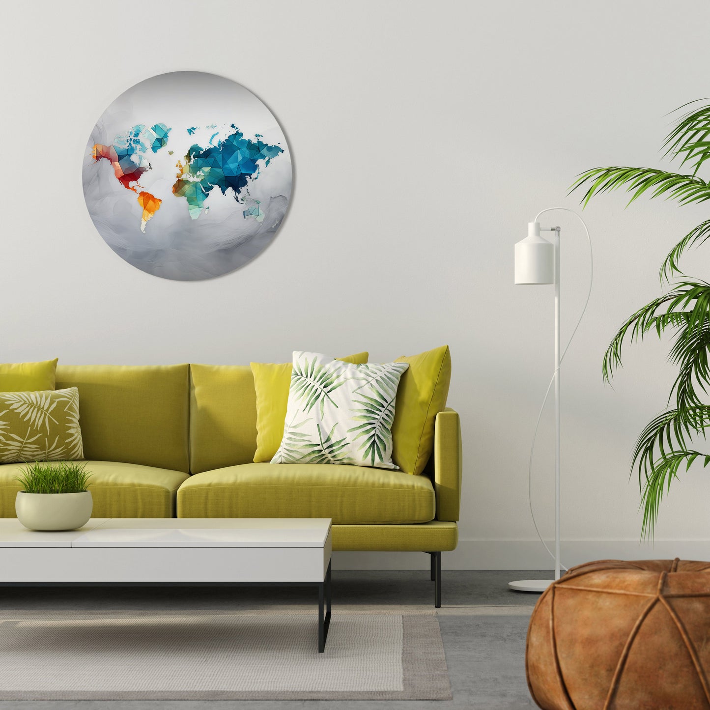 Arte murale rotonda con visione del mondo sfaccettata