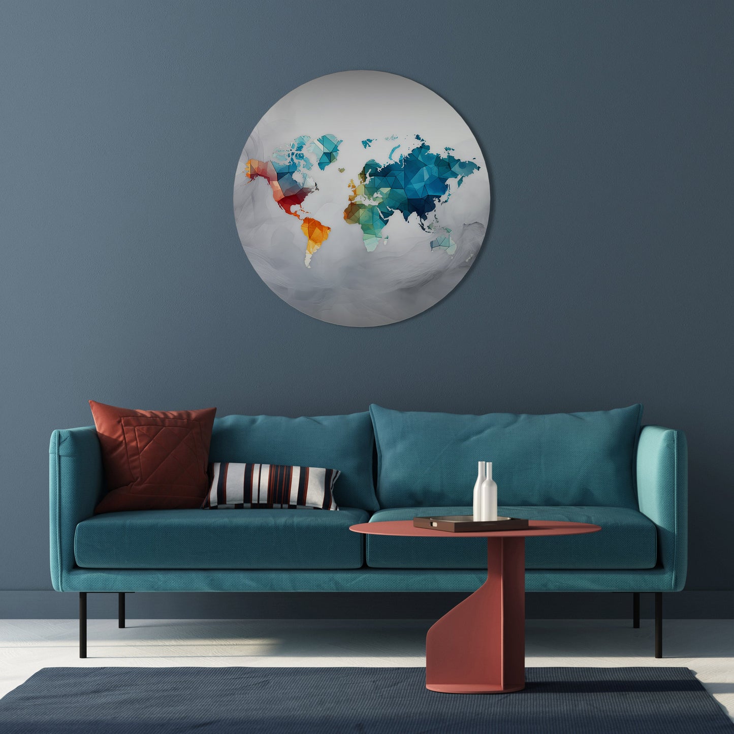 Arte murale rotonda con visione del mondo sfaccettata