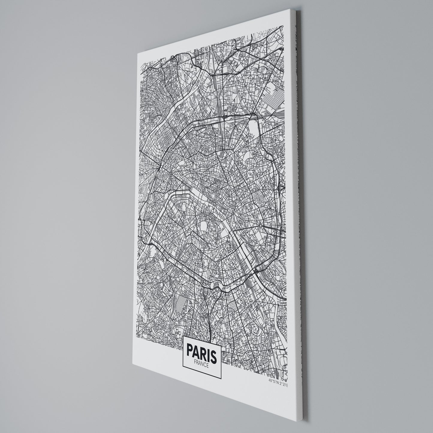 PARIS TOWN PLAN Stampa su Tela Verticale