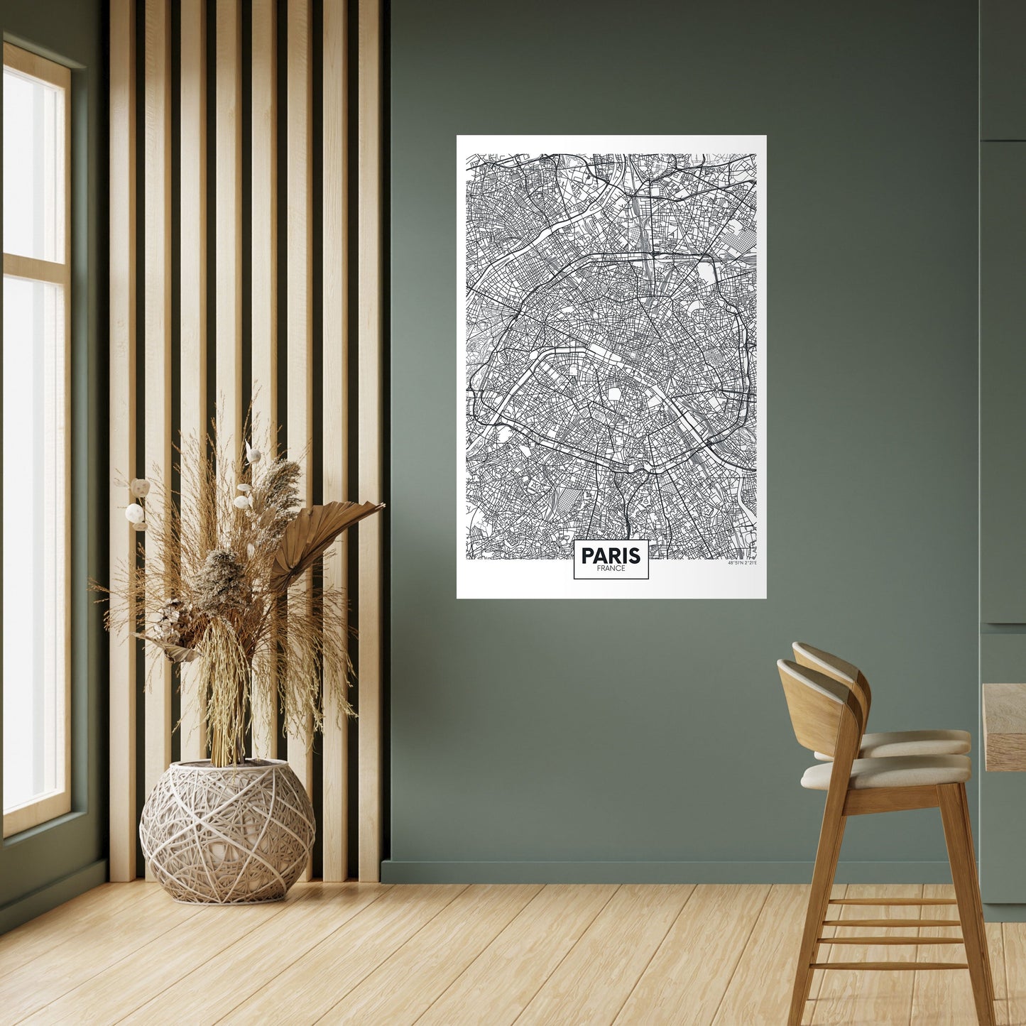 Poster verticale staccabile e attaccabile della planimetria di Parigi