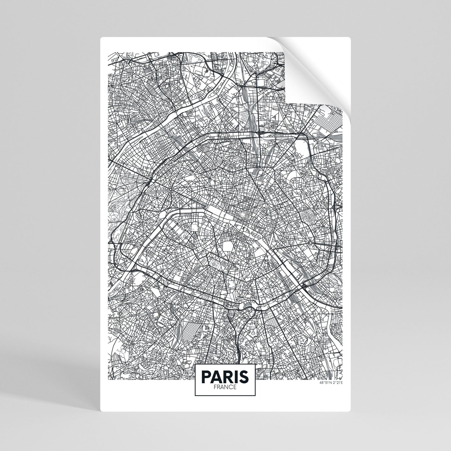 Poster verticale staccabile e attaccabile della planimetria di Parigi