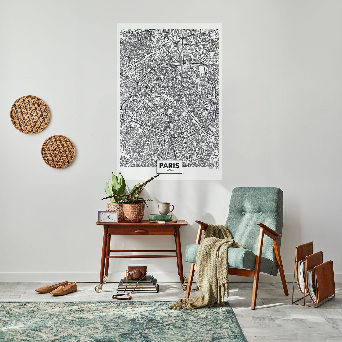 Poster verticale staccabile e attaccabile della planimetria di Parigi