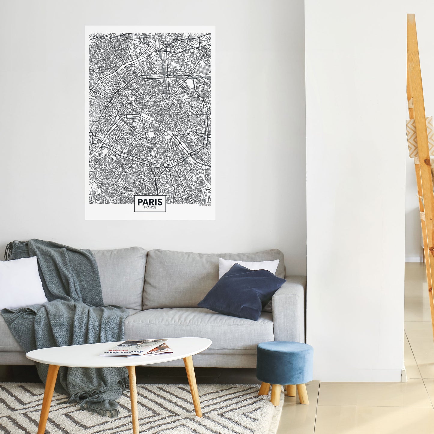 Poster verticale staccabile e attaccabile della planimetria di Parigi