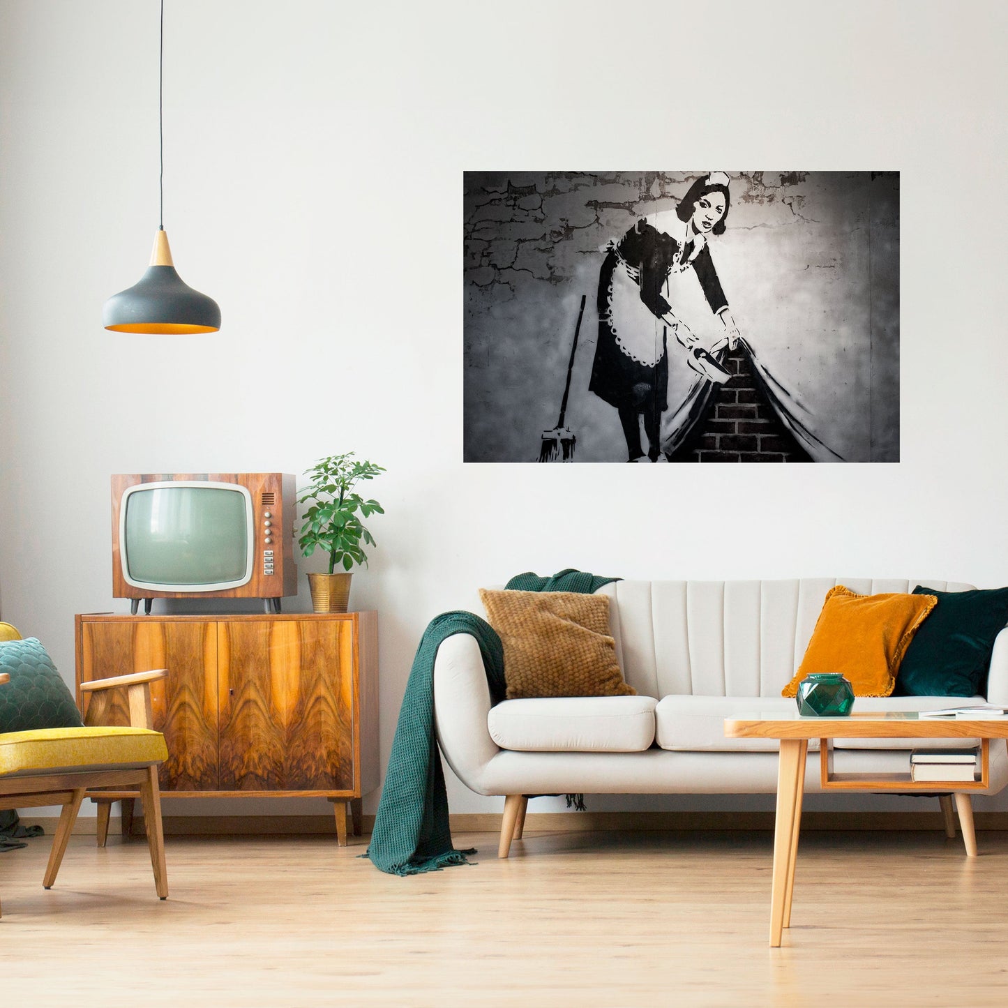 SWEEPING UNDER (BANKSY) Poster orizzontale staccabile e attaccabile