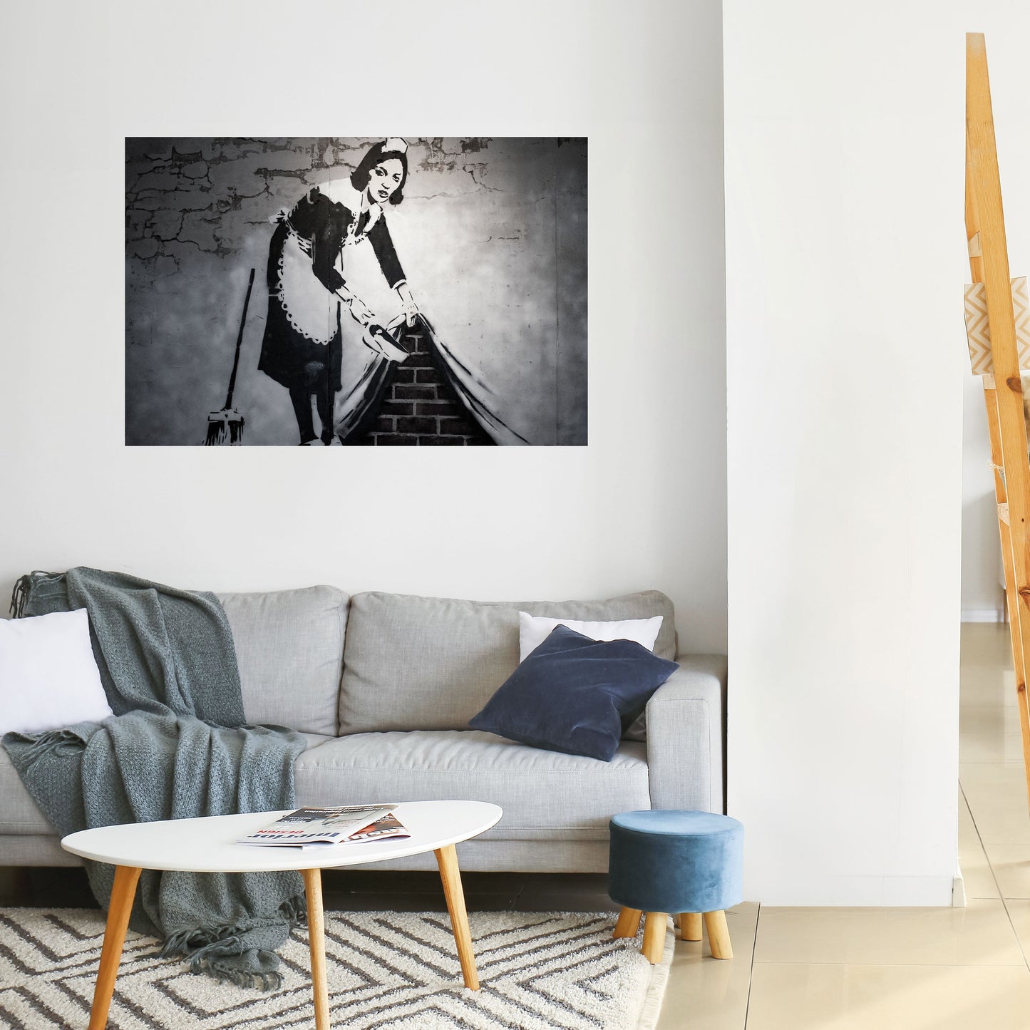 SWEEPING UNDER (BANKSY) Poster orizzontale staccabile e attaccabile