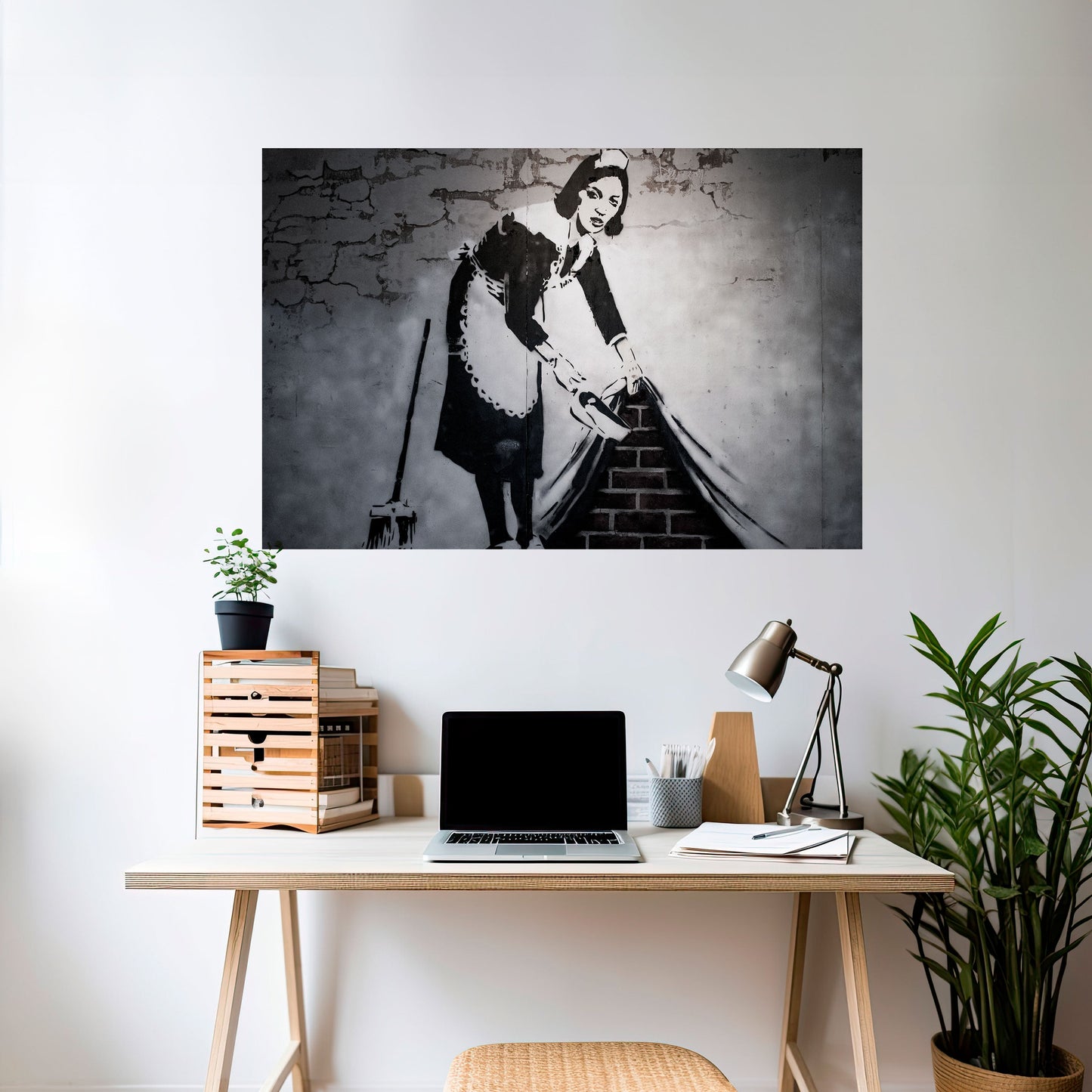 SWEEPING UNDER (BANKSY) Poster orizzontale staccabile e attaccabile