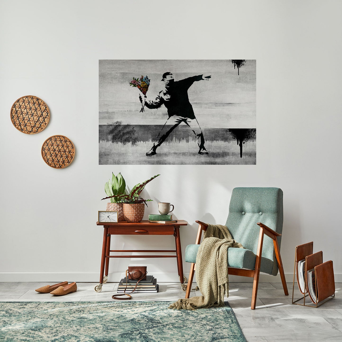 FLOWER BOMBER (BANKSY) Poster orizzontale staccabile e attaccabile