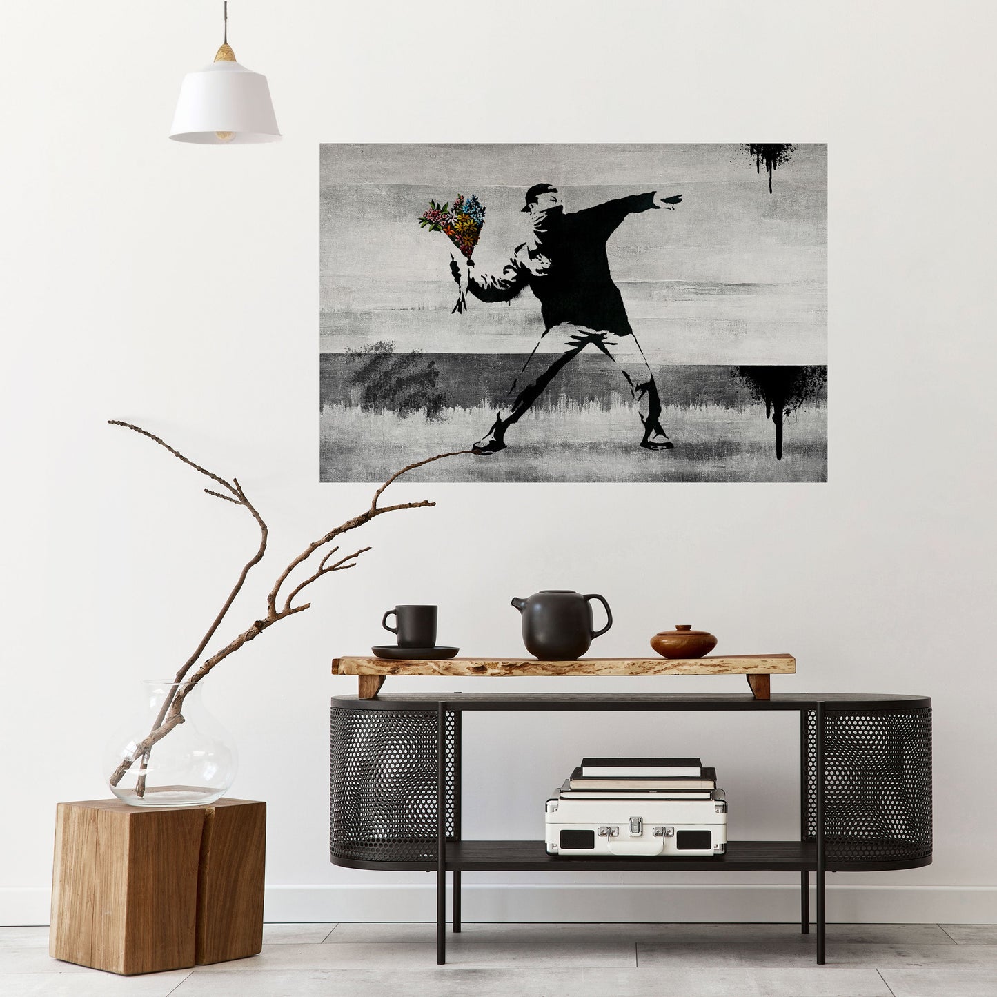 FLOWER BOMBER (BANKSY) Poster orizzontale staccabile e attaccabile