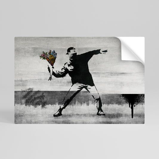 FLOWER BOMBER (BANKSY) Poster orizzontale staccabile e attaccabile